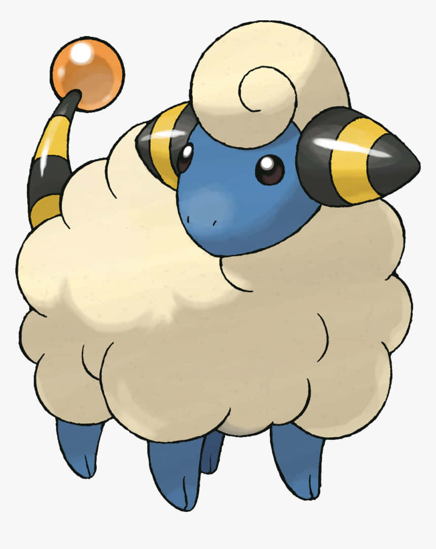 Mareep, fluffy blue-faced, bee-like horns, SD Phone Wallpaper