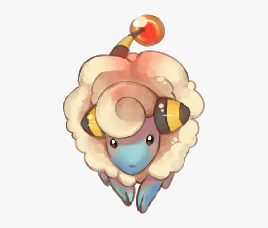Mareep, glowing red orb, blue face, SD Desktop Wallpaper