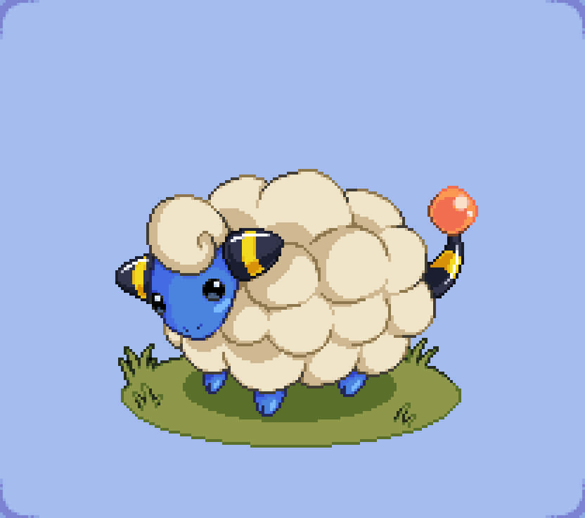 Mareep, pixel art, blue face, SD Desktop Wallpaper