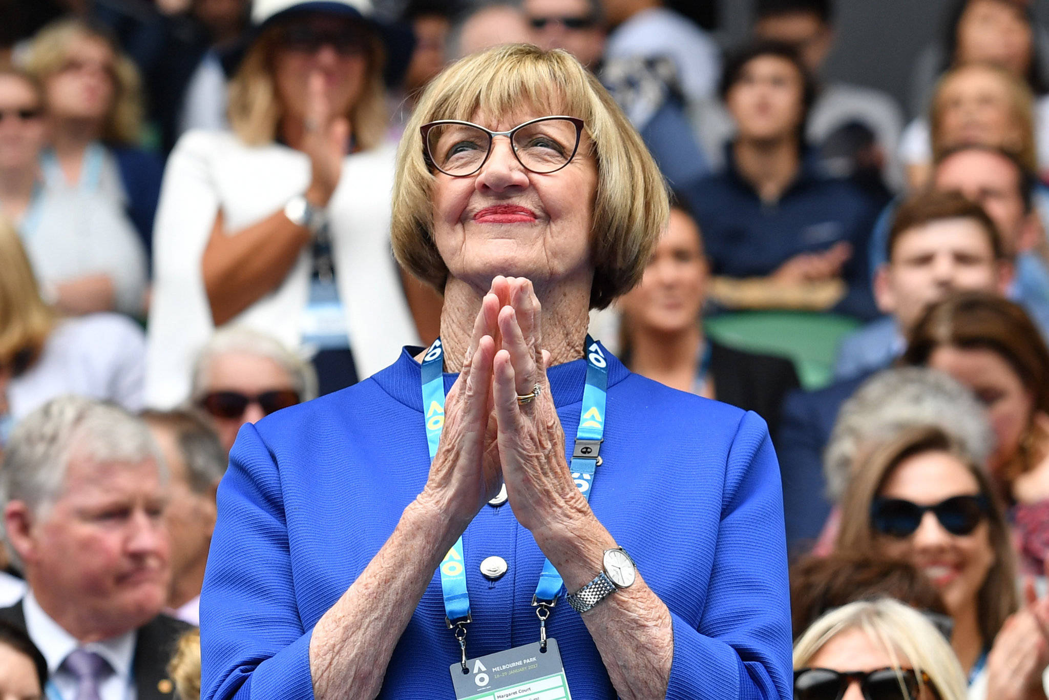 Margaret Court, blue blazer, outdoor event, Full HD Desktop Wallpaper