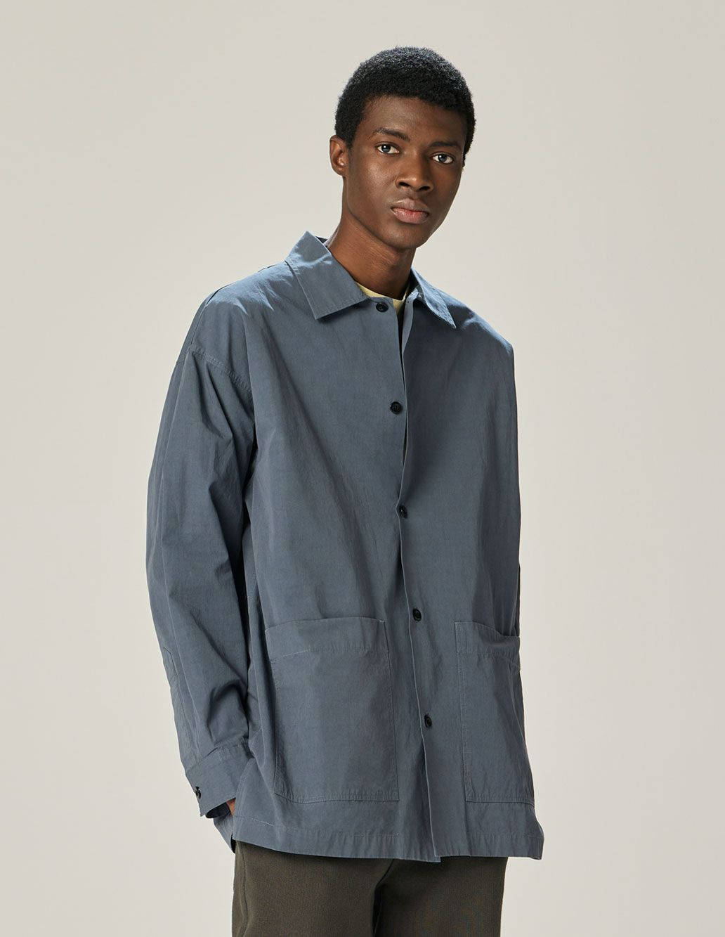 Margaret Howell, gray blue button down, loose gray button-up shirt, HD Phone Wallpaper