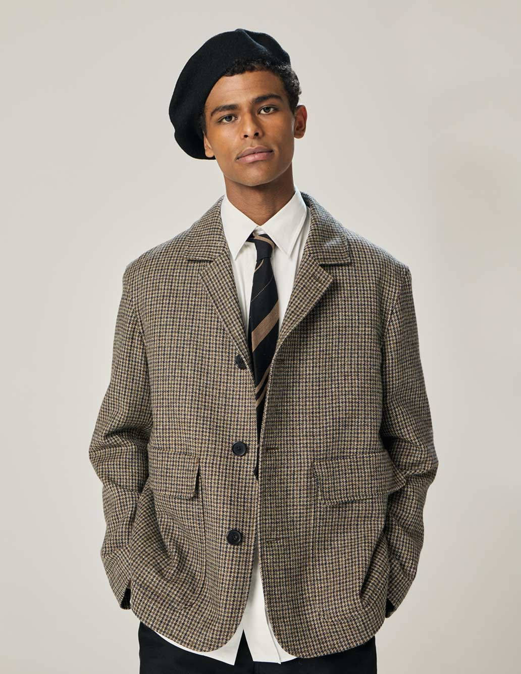 Margaret Howell, brown plaid blazer, houndstooth blazer, HD Phone Wallpaper