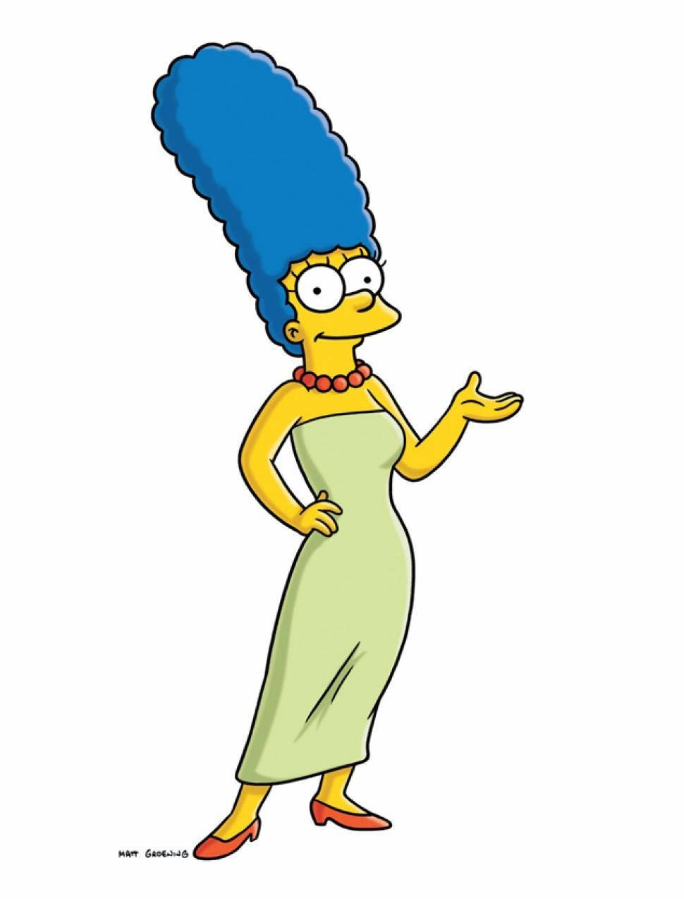 Marge Simpson, blue beehive hairstyle, light green dress, SD Phone Wallpaper