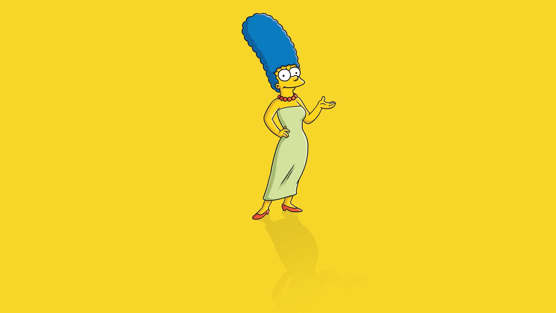 Marge Simpson, light green dress, red heels, Full HD Desktop Wallpaper