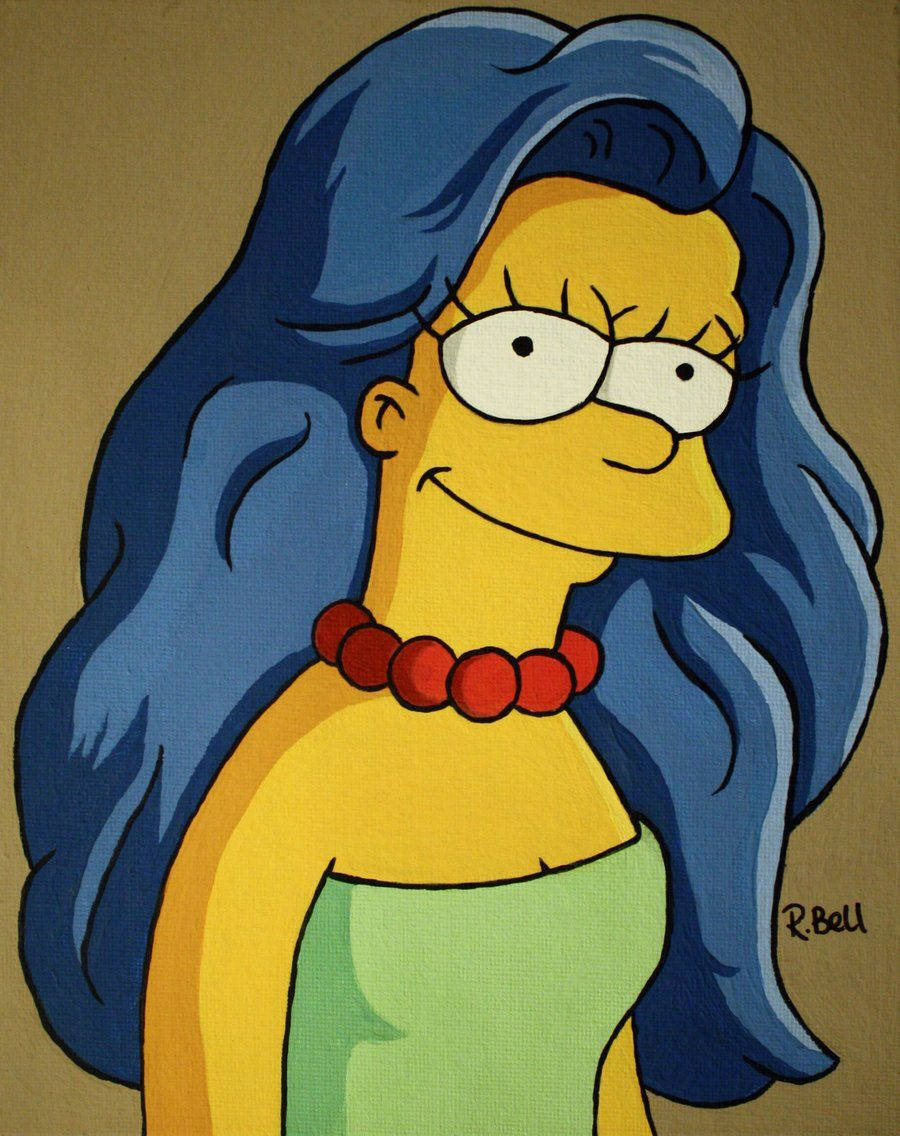 Marge Simpson, blue hair, red beads, SD Phone Wallpaper