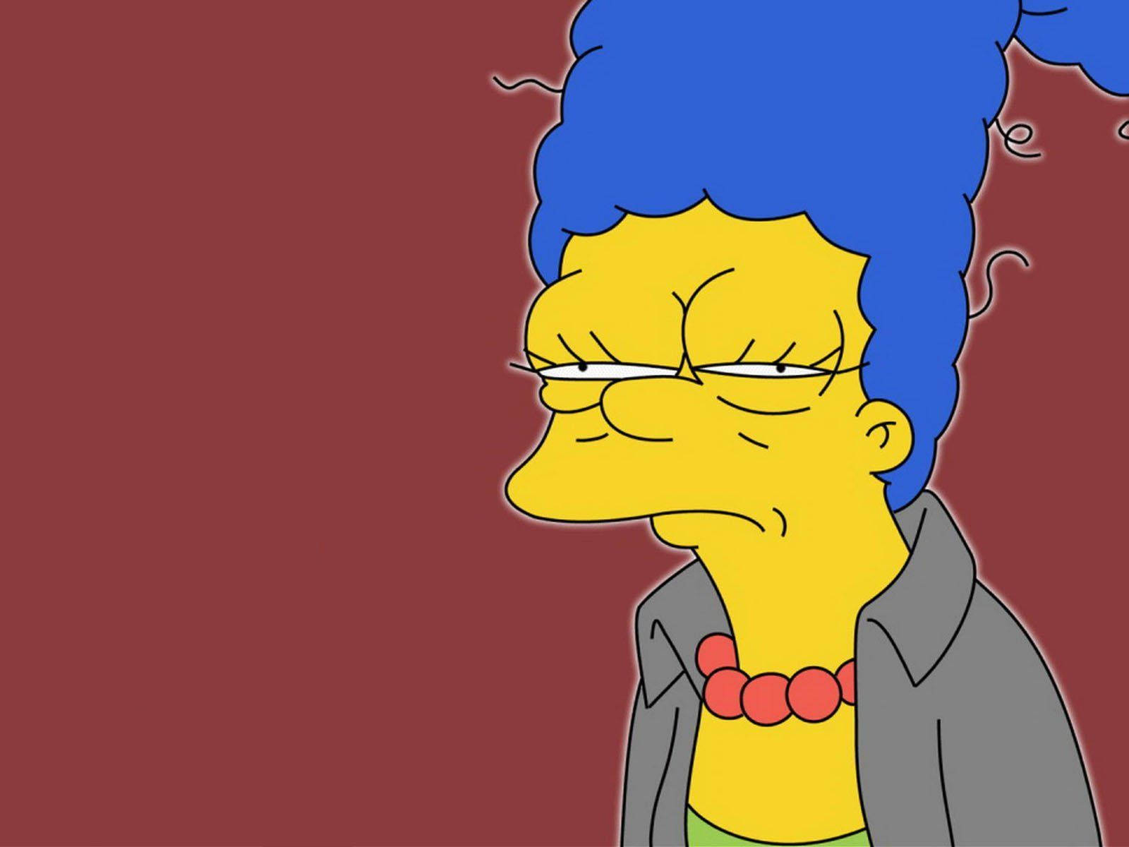 Marge Simpson, blue beehive hair, red beads, HD Desktop Wallpaper
