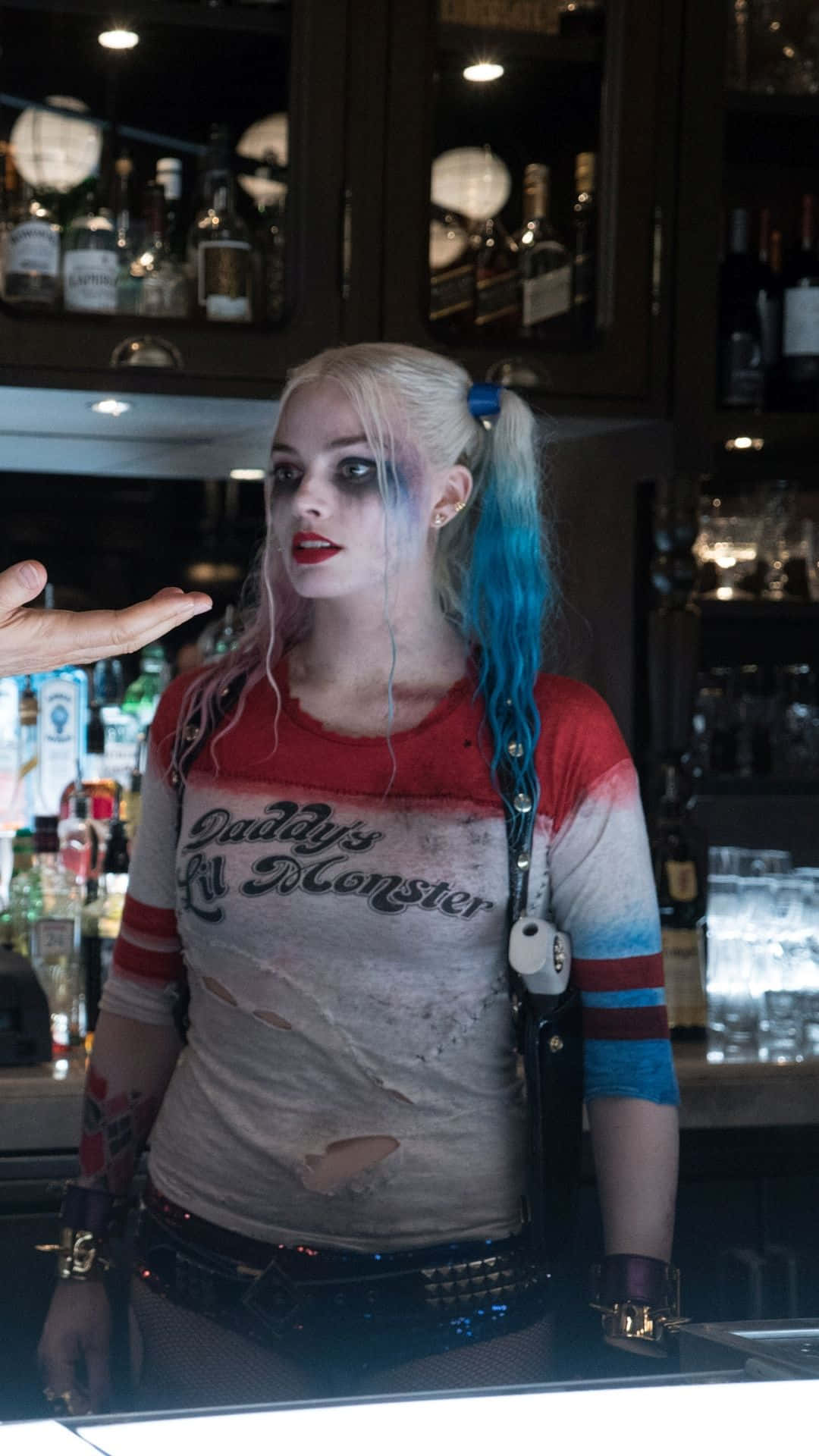 Margot Robbie, Harley Quinn, Daddy's Lil Monster shirt, Full HD Phone Wallpaper