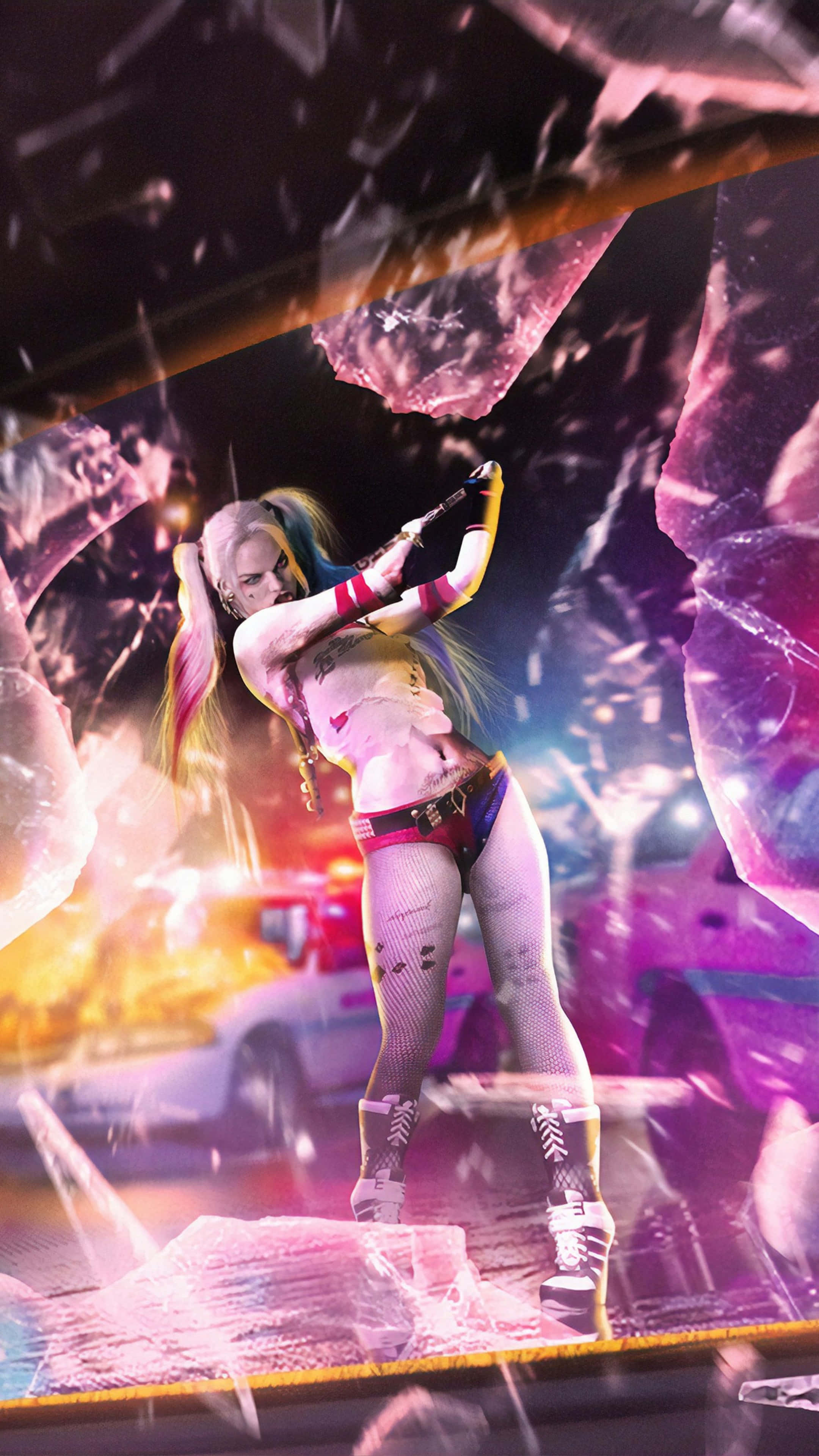 Margot Robbie Harley Quinn, Harley Quinn, vibrant purple, 4K Phone Wallpaper