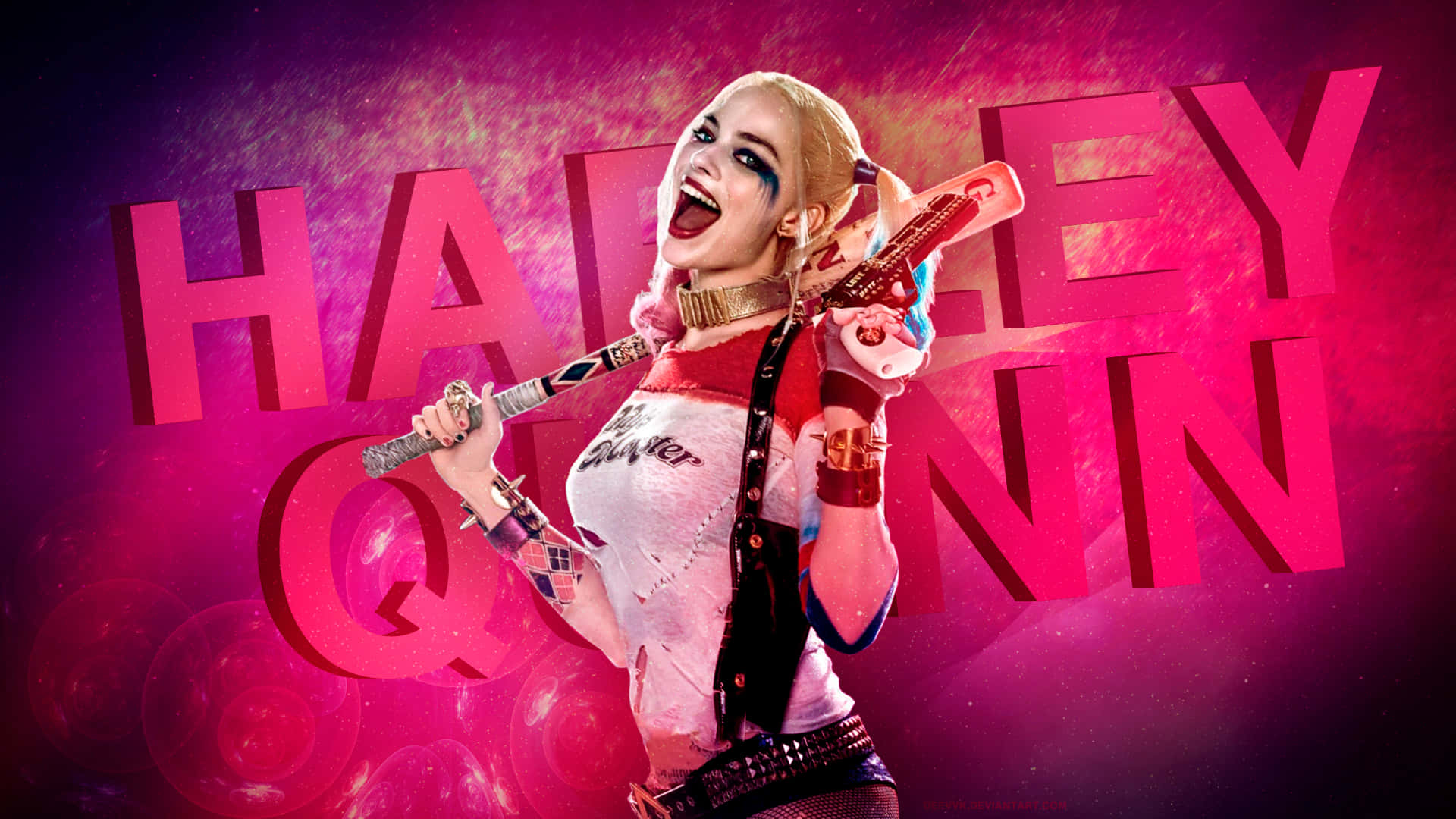 Margot Robbie Harley Quinn, Harley Quinn, baseball bat, Full HD Desktop Wallpaper