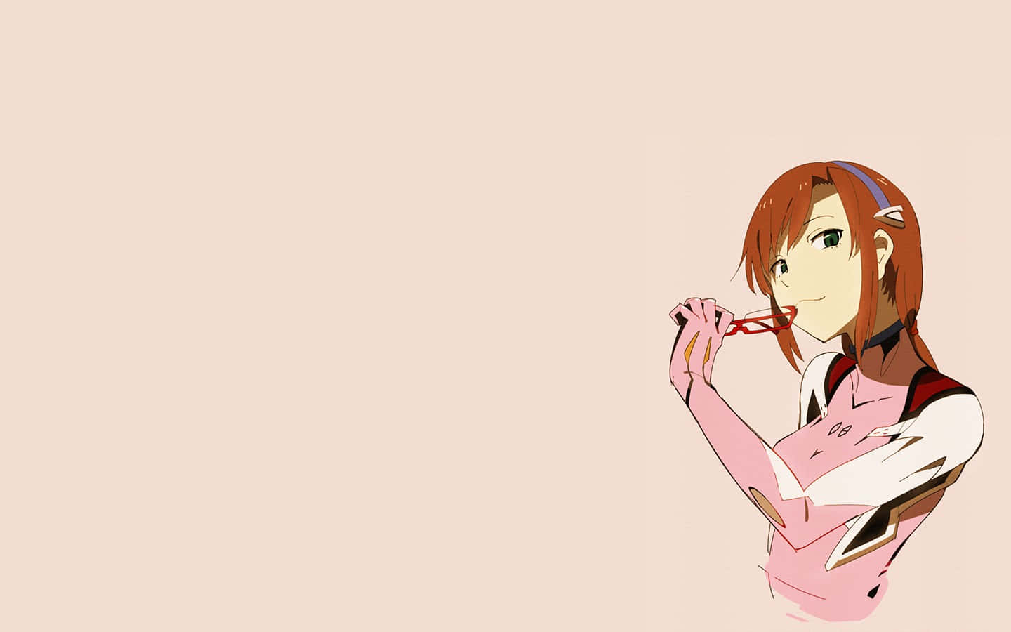 Mari Illustrious Makinami, orange hair, pink outfit, HD Desktop Wallpaper