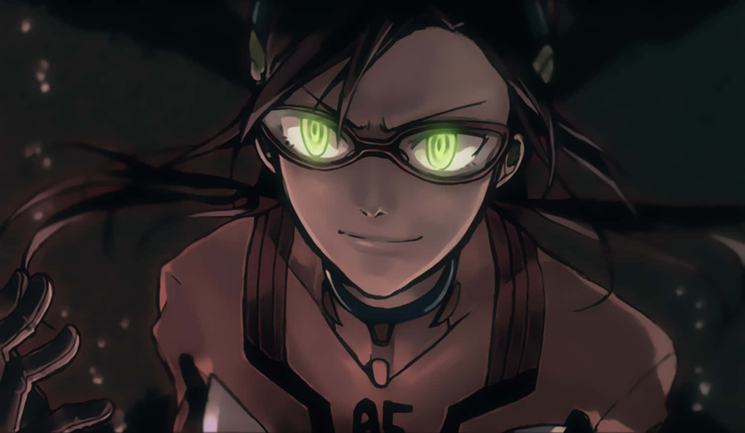 Mari Illustrious Makinami, pilot suit, glowing green eyes, HD Desktop Wallpaper
