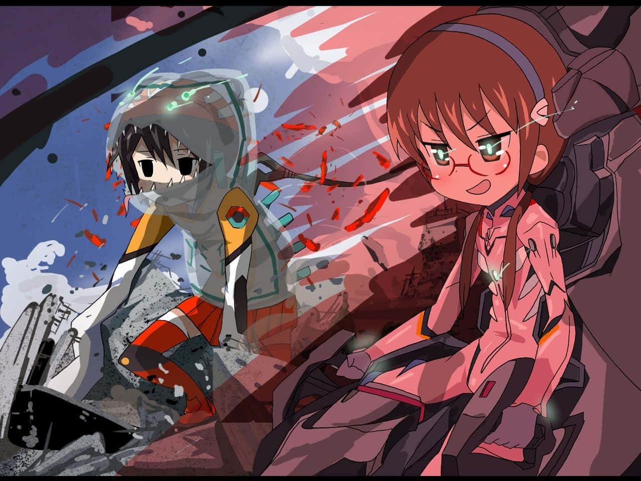 Mari Illustrious Makinami, futuristic gear, shattered cockpit, HD Desktop Wallpaper