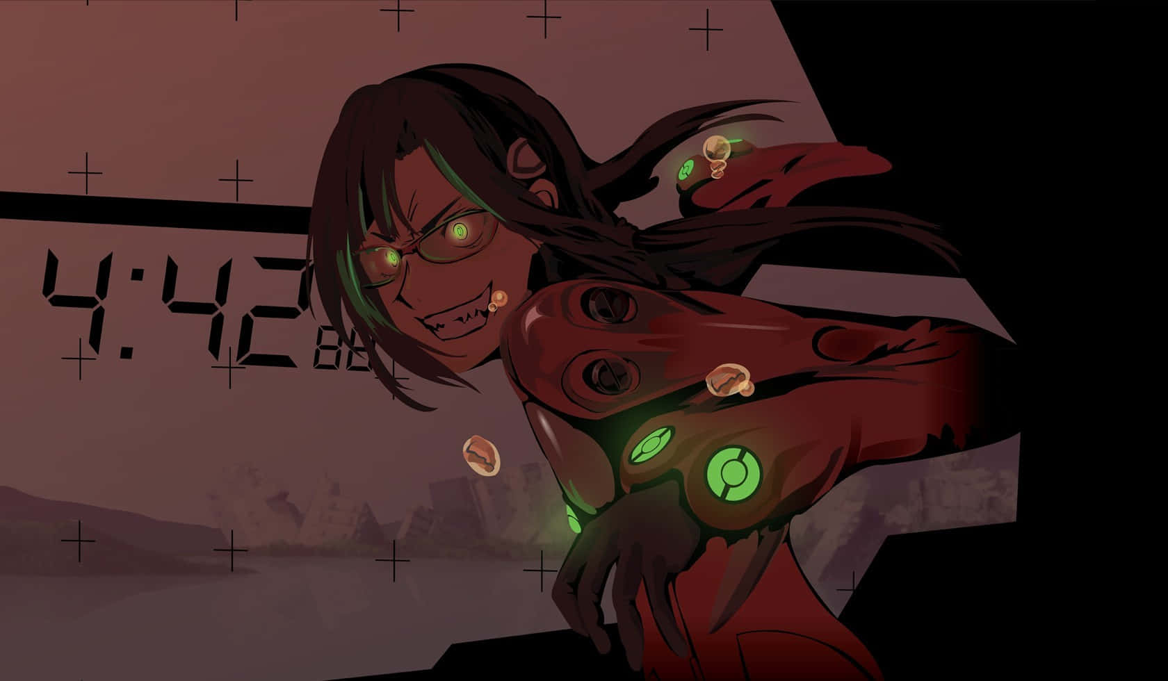 Mari Illustrious Makinami, pilot suit, glowing green eyes, HD Desktop Wallpaper