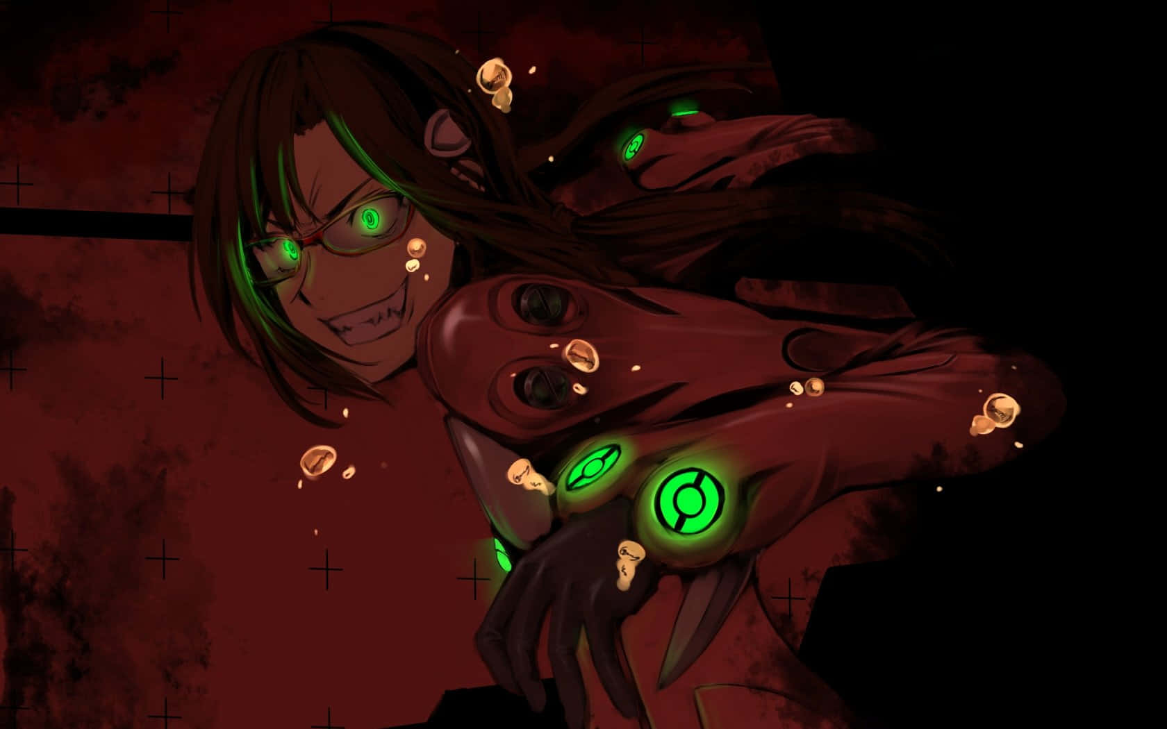 Mari Illustrious Makinami, glowing green eyes, mechanical arm, HD Desktop Wallpaper
