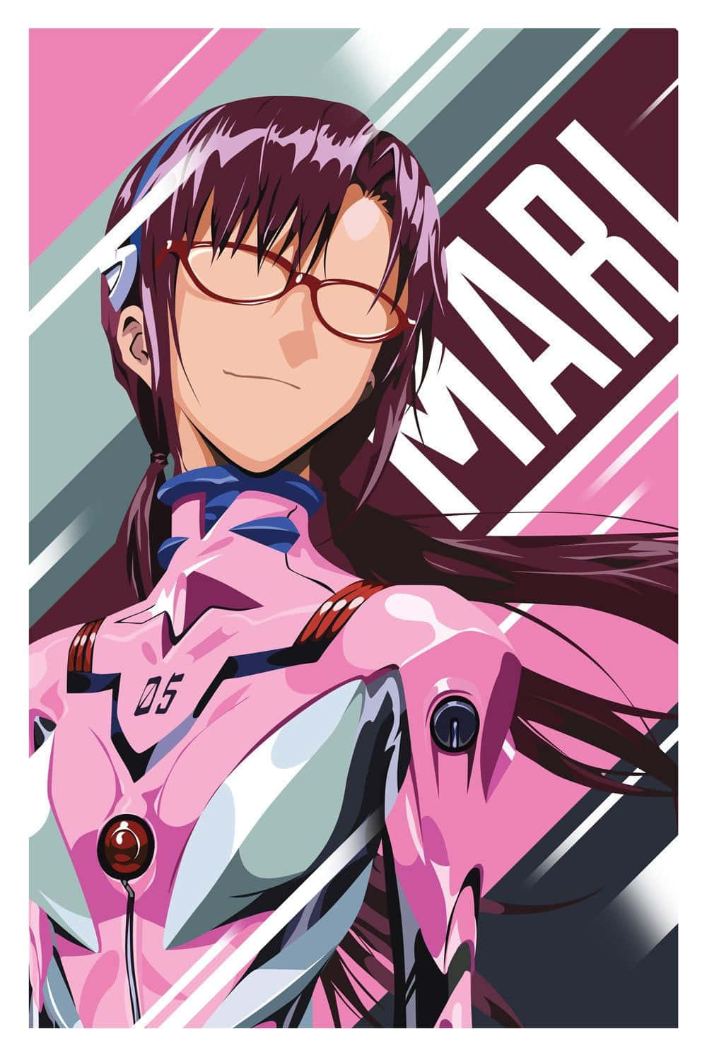 Mari Illustrious Makinami, pink futuristic suit, glasses, HD Phone Wallpaper