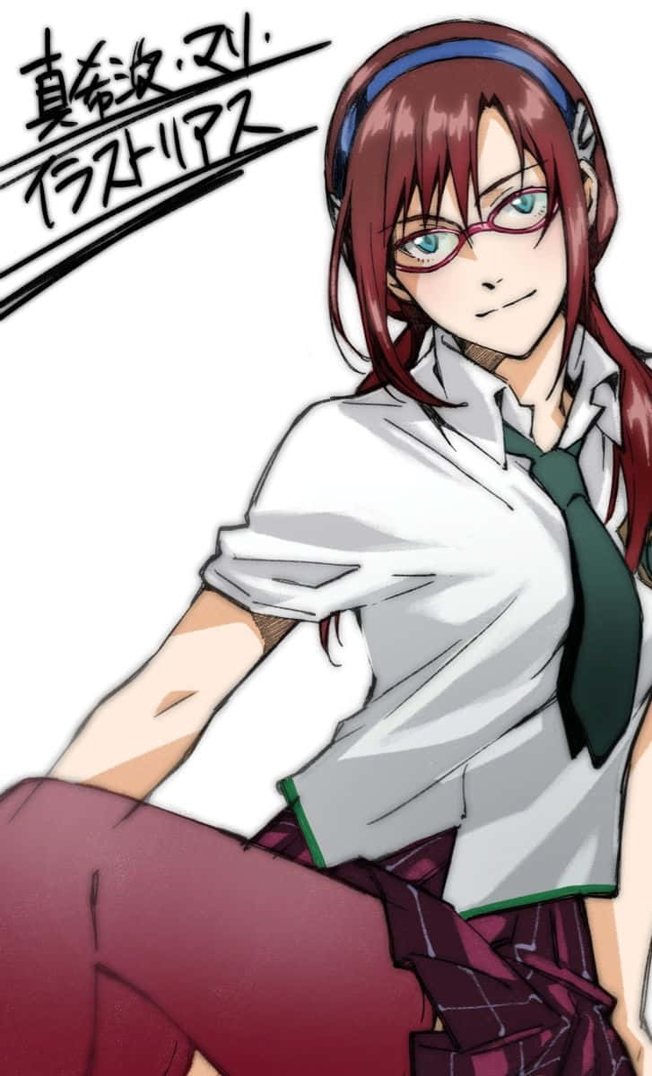 Mari Illustrious Makinami, red hair, glasses, SD Phone Wallpaper