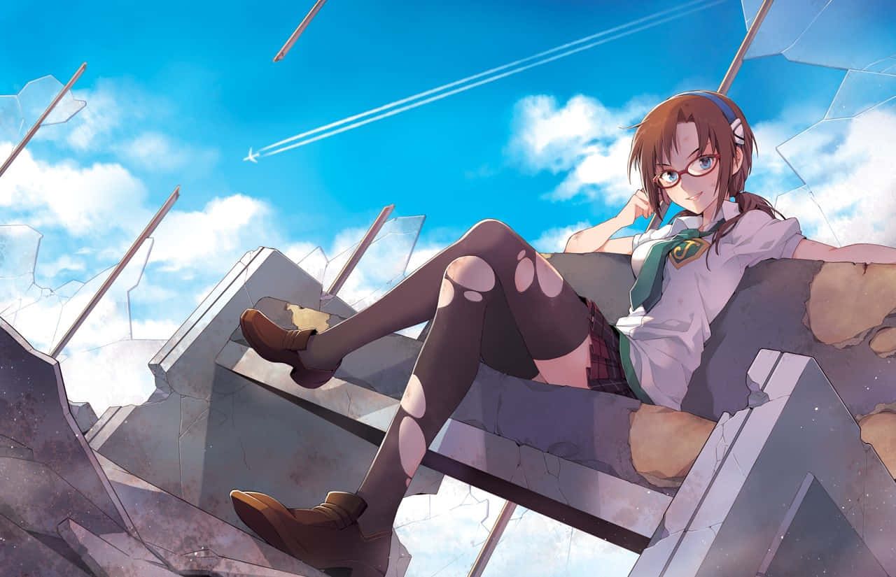 Mari Illustrious Makinami, brown-haired, glasses, HD Desktop Wallpaper