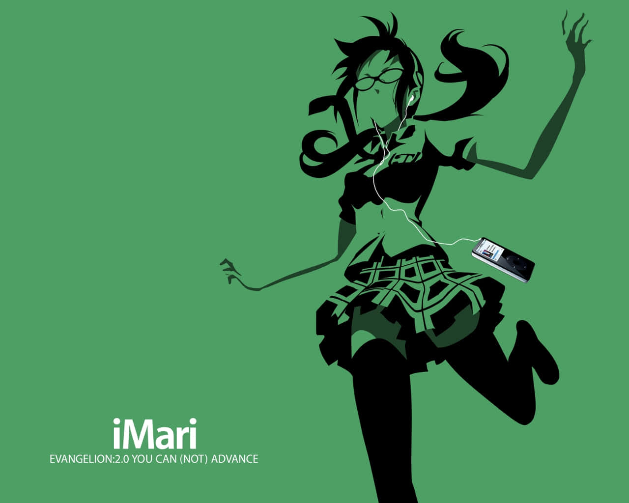 Mari Illustrious Makinami, glasses, headphones, HD Desktop Wallpaper