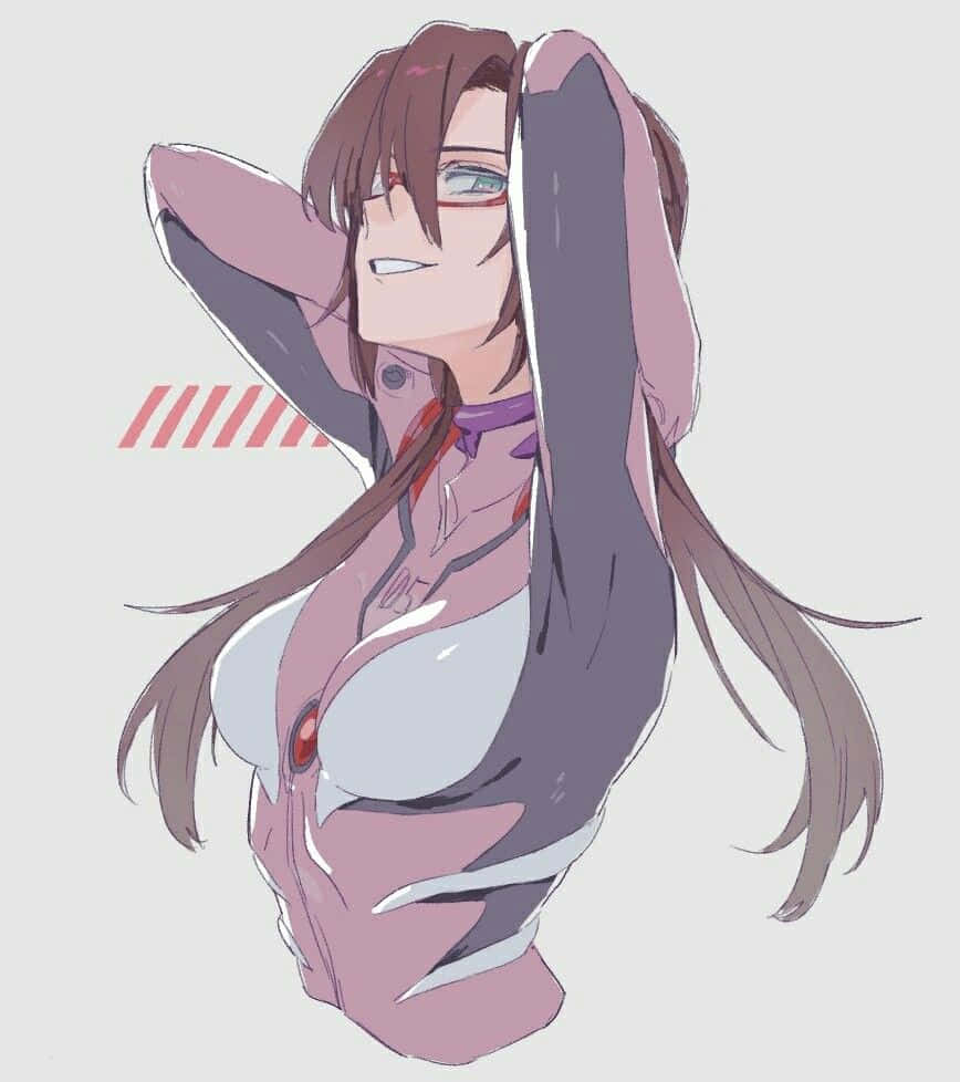 Mari Illustrious Makinami, pink and gray mech suit, plain background, SD Phone Wallpaper