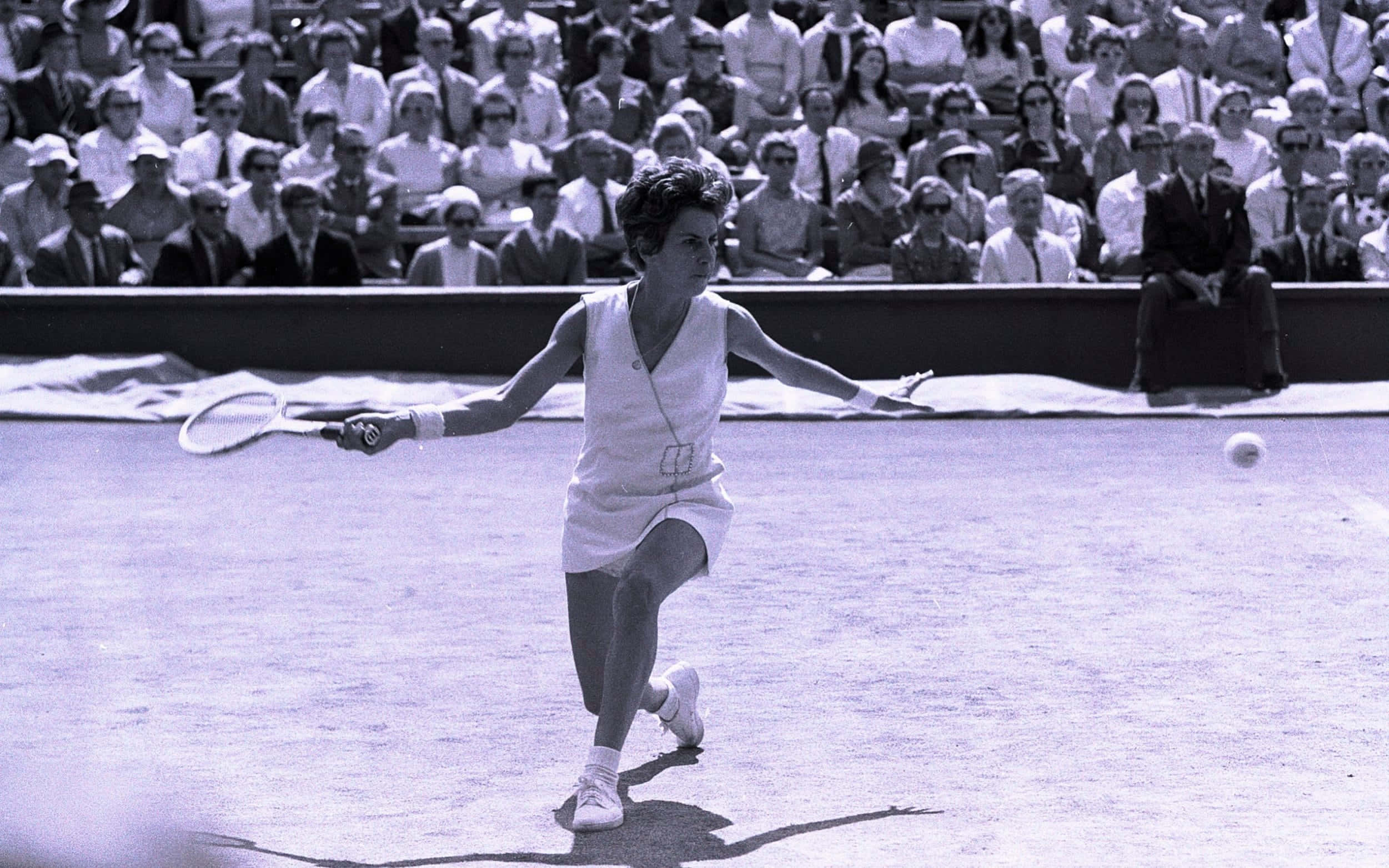 Maria Bueno, white outfit, sunlit court, Full HD Desktop Wallpaper