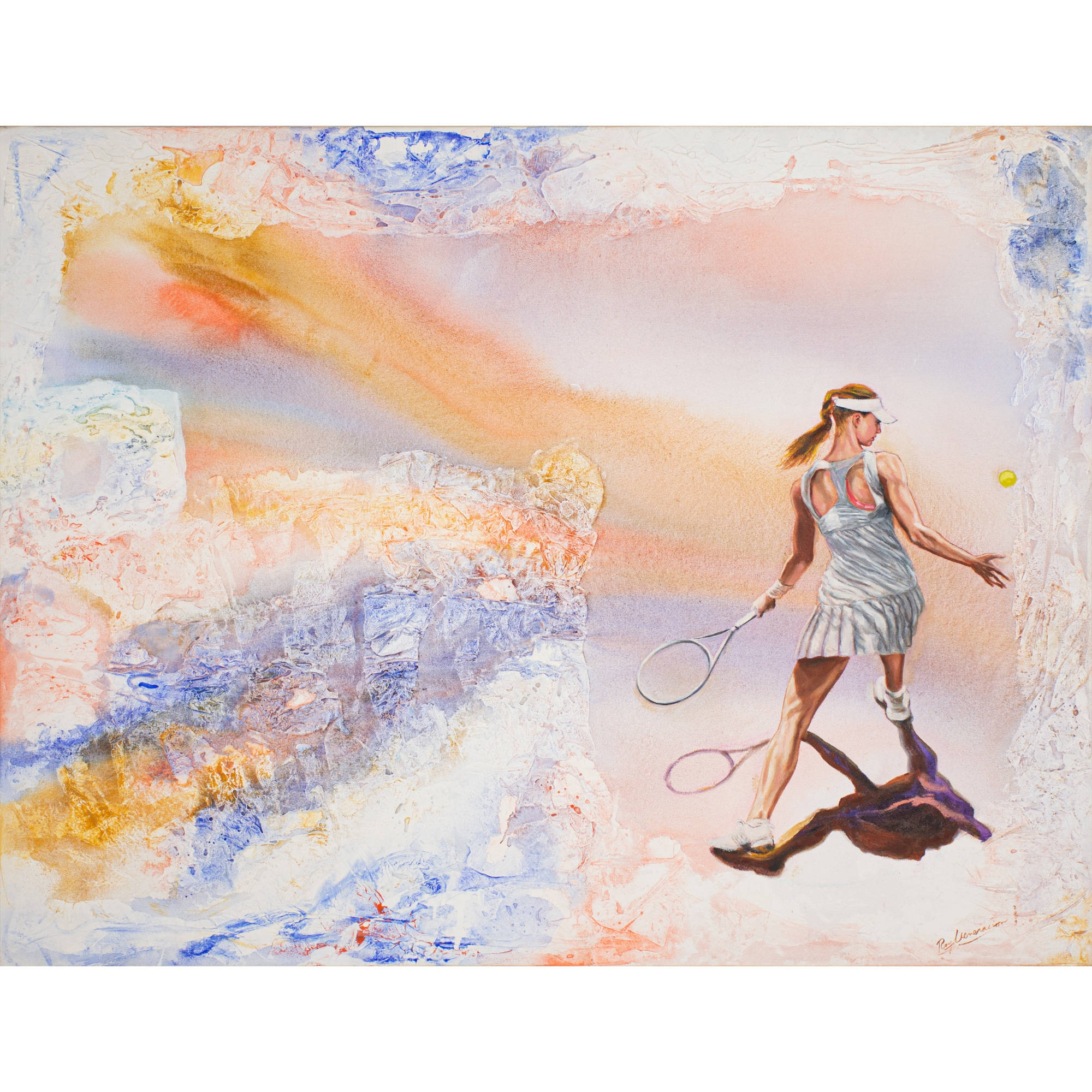 Maria Kirilenko, watercolor painting, female tennis player, Full HD Desktop Wallpaper