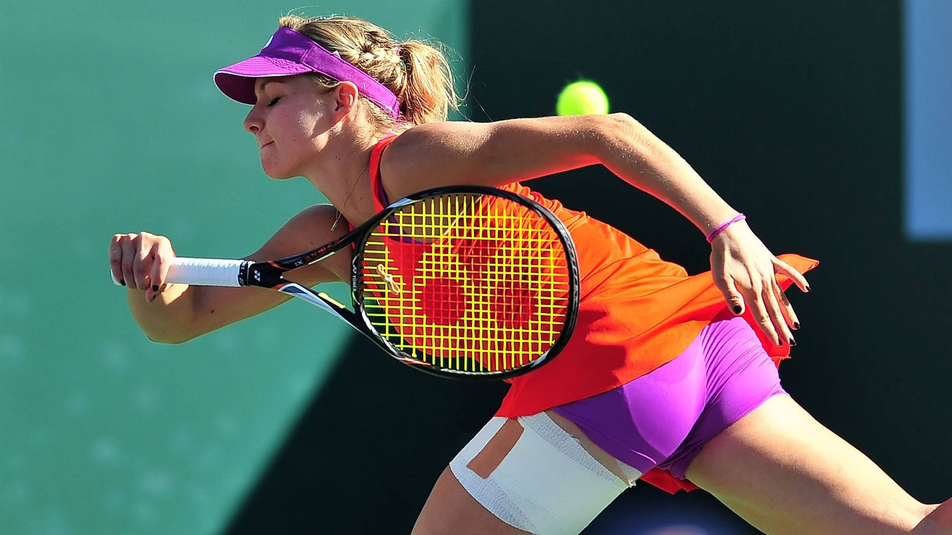 Maria Kirilenko, vibrant orange and purple gear, bright green ball, Full HD Desktop Wallpaper