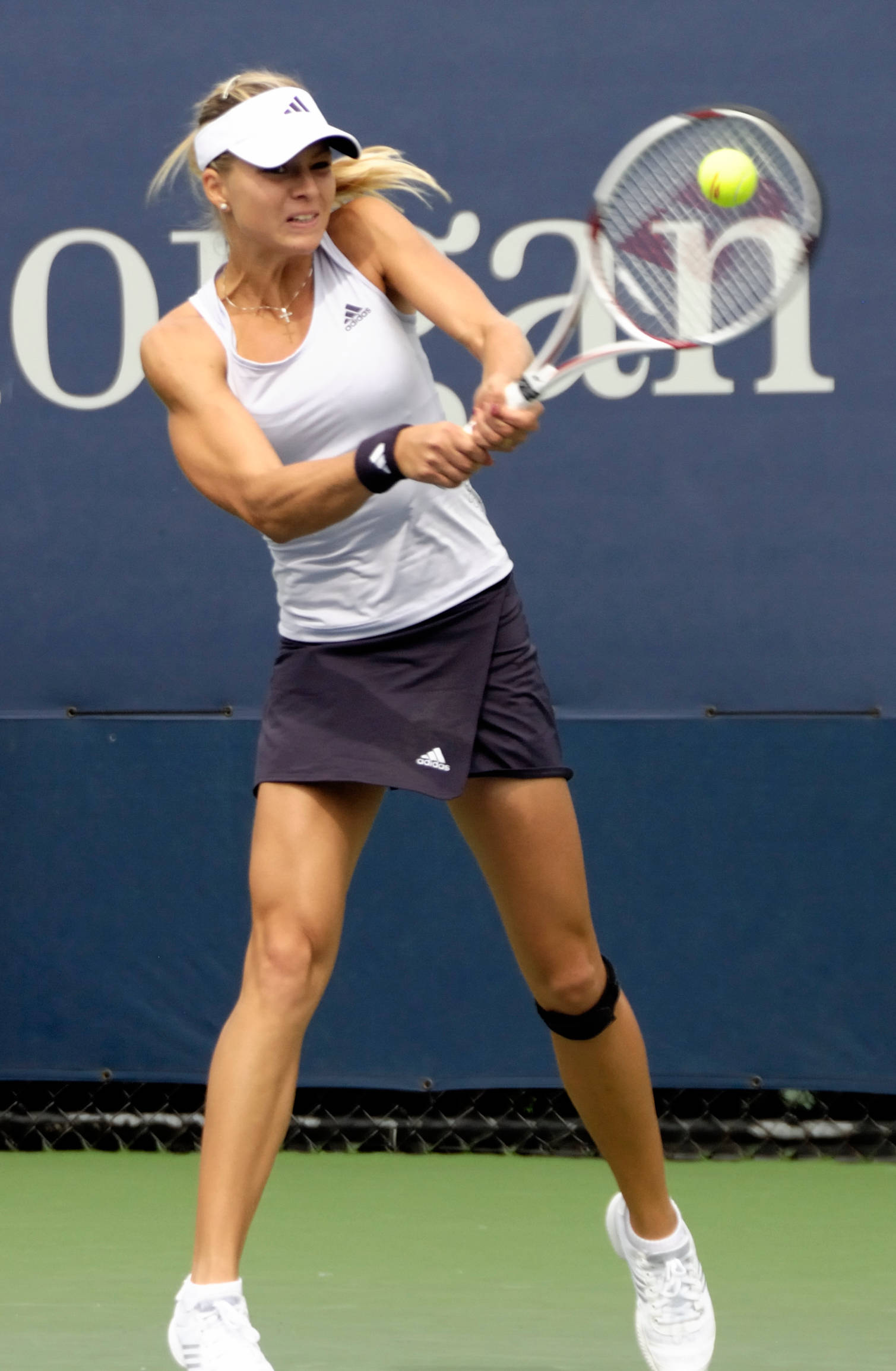 Maria Kirilenko, white gear, yellow ball, Full HD Phone Wallpaper