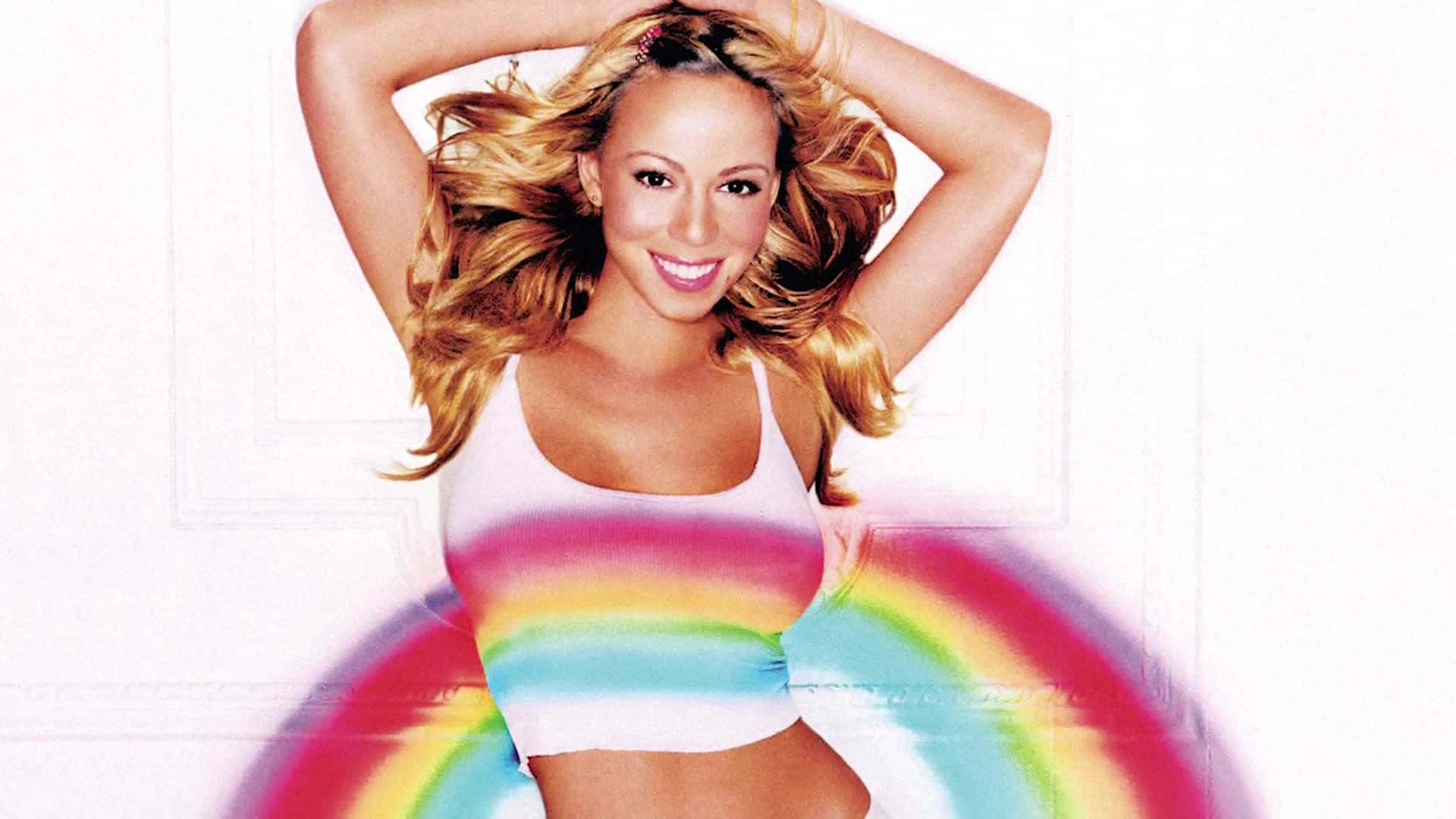 Mariah Carey, blonde hair, white crop top, Full HD Desktop Wallpaper