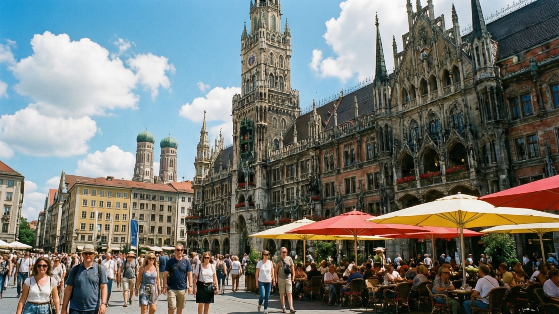 Marienplatz, summer afternoon, sunny day, Full HD Desktop Wallpaper
