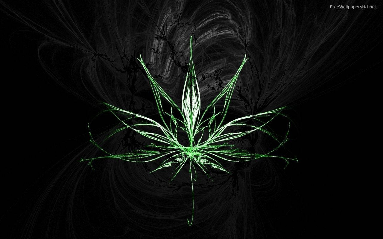 marijuana, neon line art, glowing green, HD Desktop Wallpaper