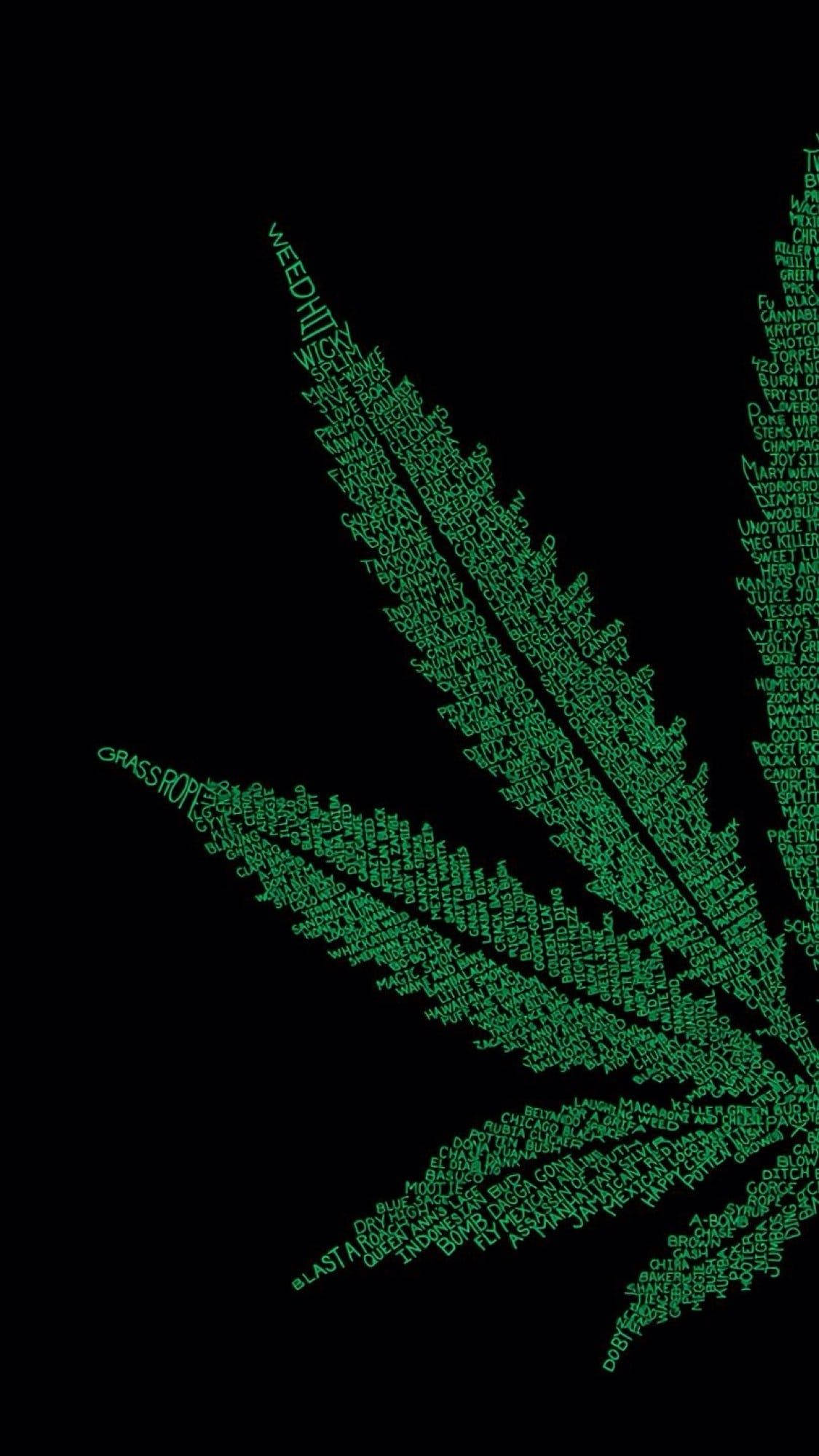 weed aesthetic, cannabis leaf, glowing green, Full HD Phone Wallpaper