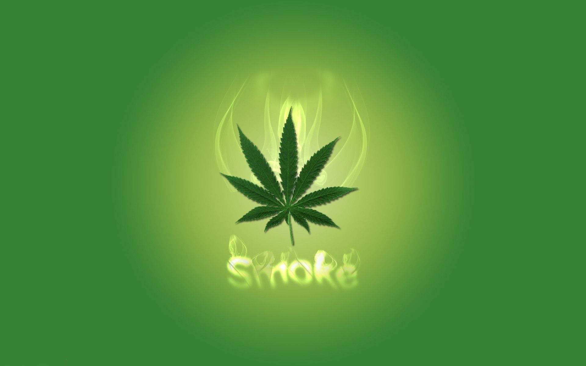 cannabis leaf, smoke swirls, neon green, Full HD Desktop Wallpaper