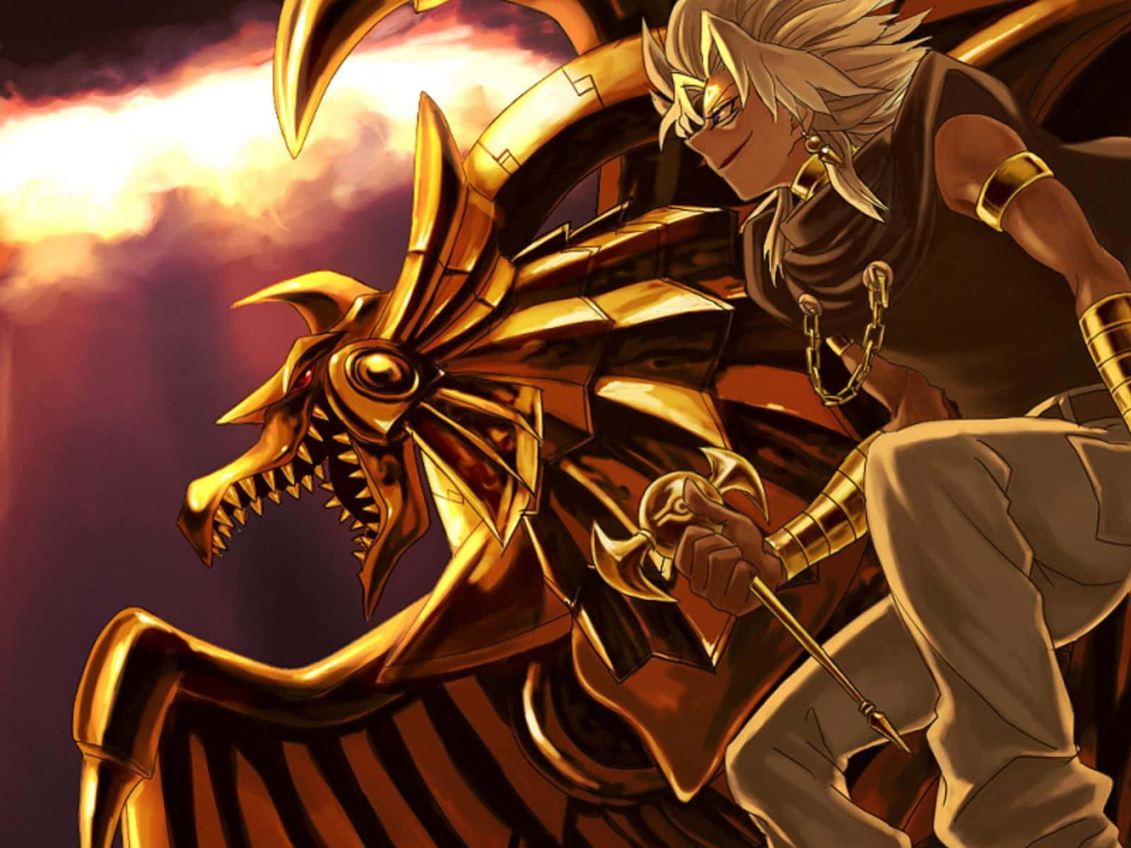 Marik Ishtar, golden armored warrior, white hair, HD Desktop Wallpaper