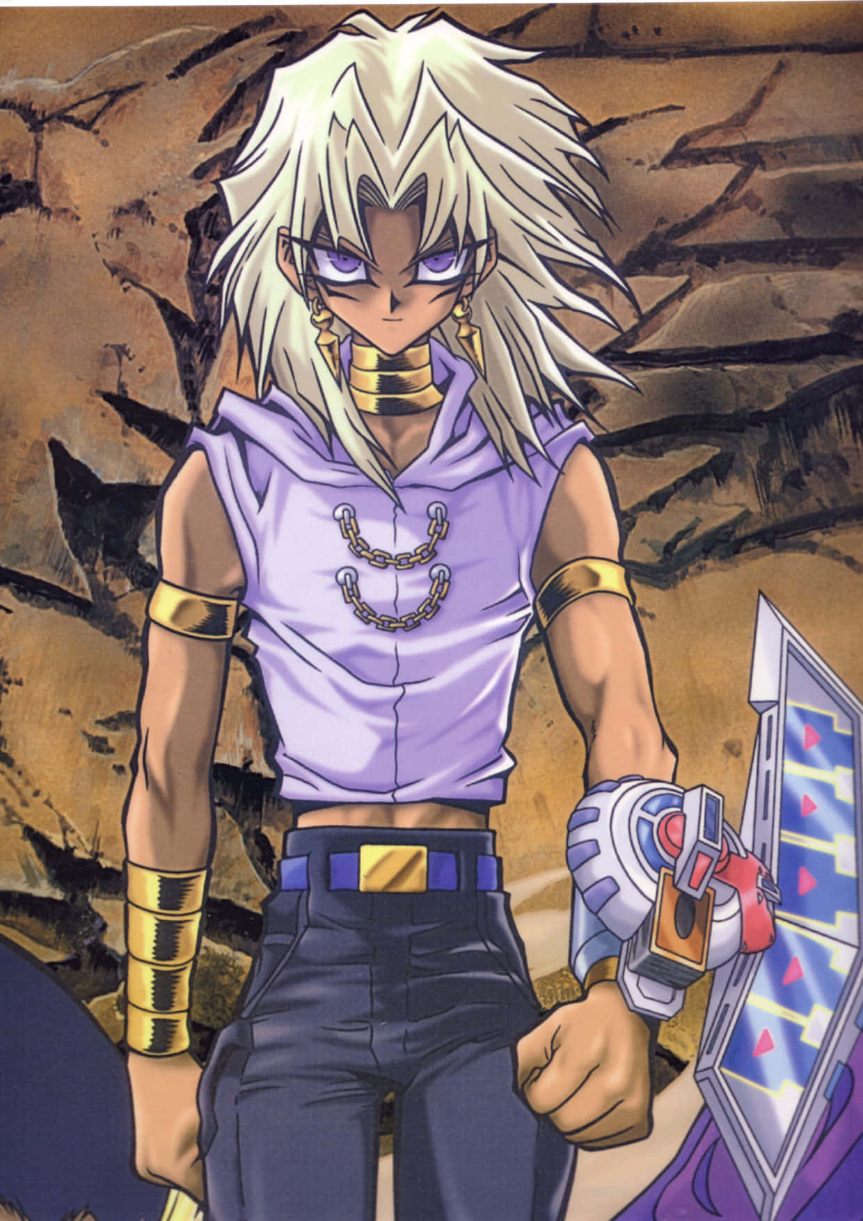 Marik Ishtar, spiky white hair, purple eyes, HD Phone Wallpaper
