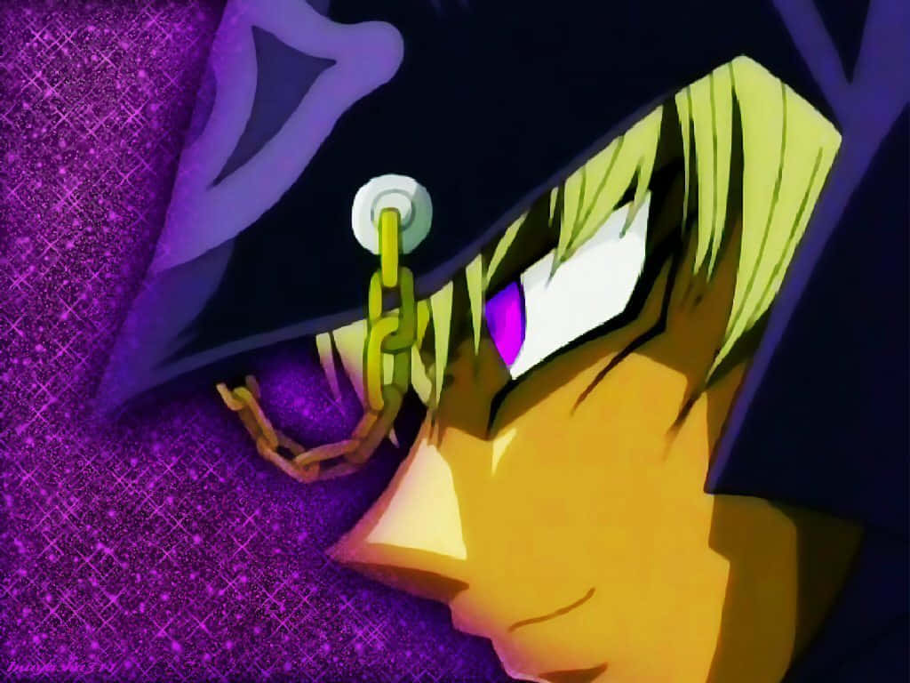 Marik Ishtar, green hair, purple eyes, SD Desktop Wallpaper