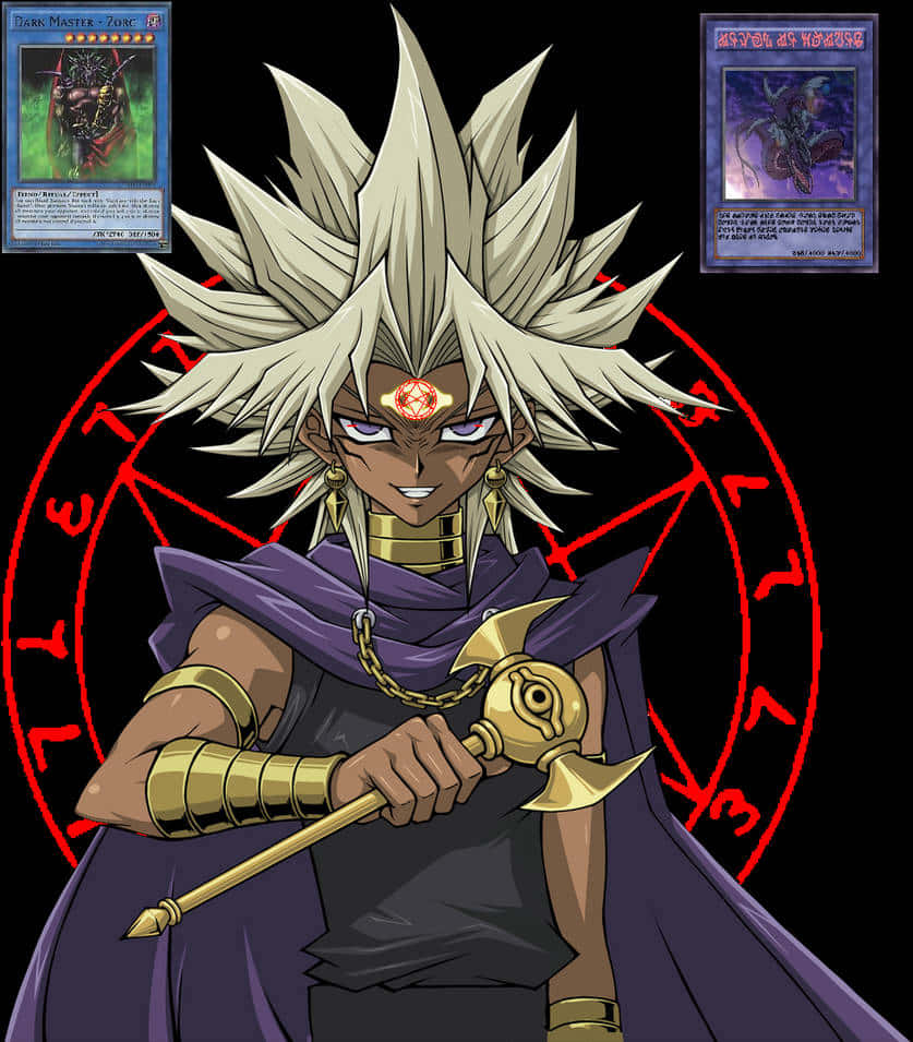 Marik Ishtar, spiky white hair, purple cloak, SD Phone Wallpaper