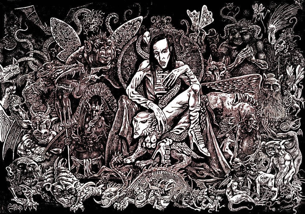 Marilyn Manson, demonic, metal art, SD Desktop Wallpaper
