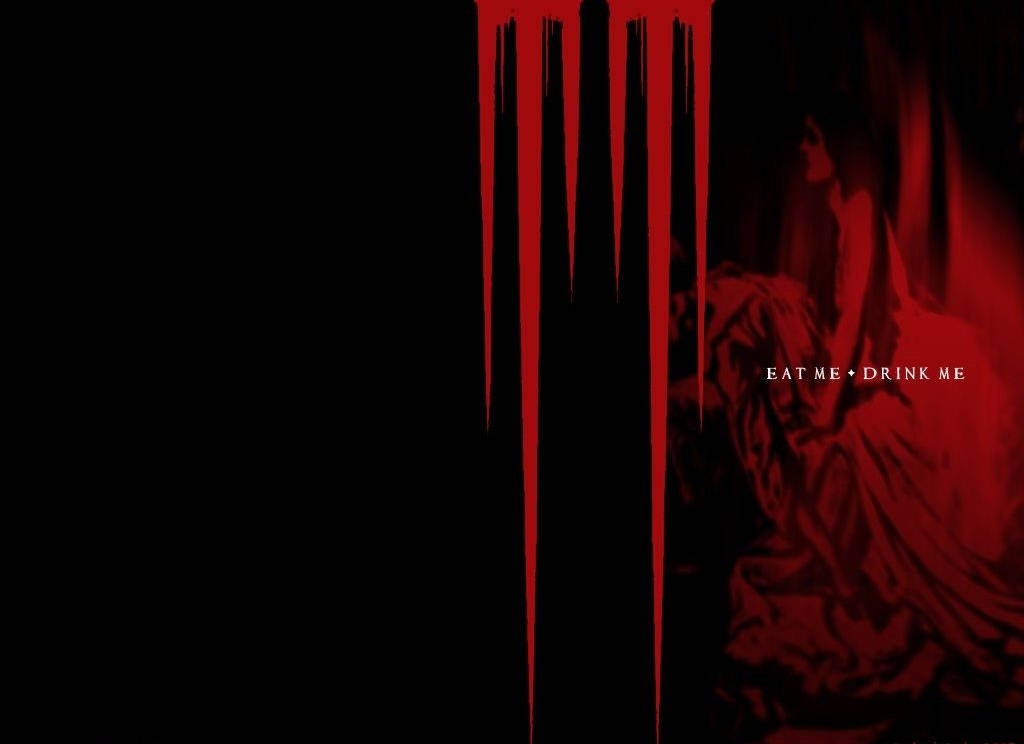 Marilyn Manson, dark red liquid, black background, SD Desktop Wallpaper