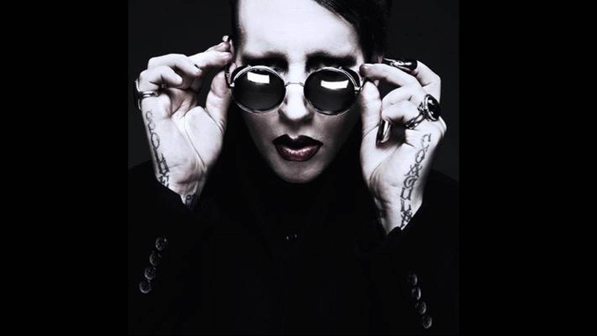 Marilyn Manson, round sunglasses, dark makeup, Full HD Desktop Wallpaper