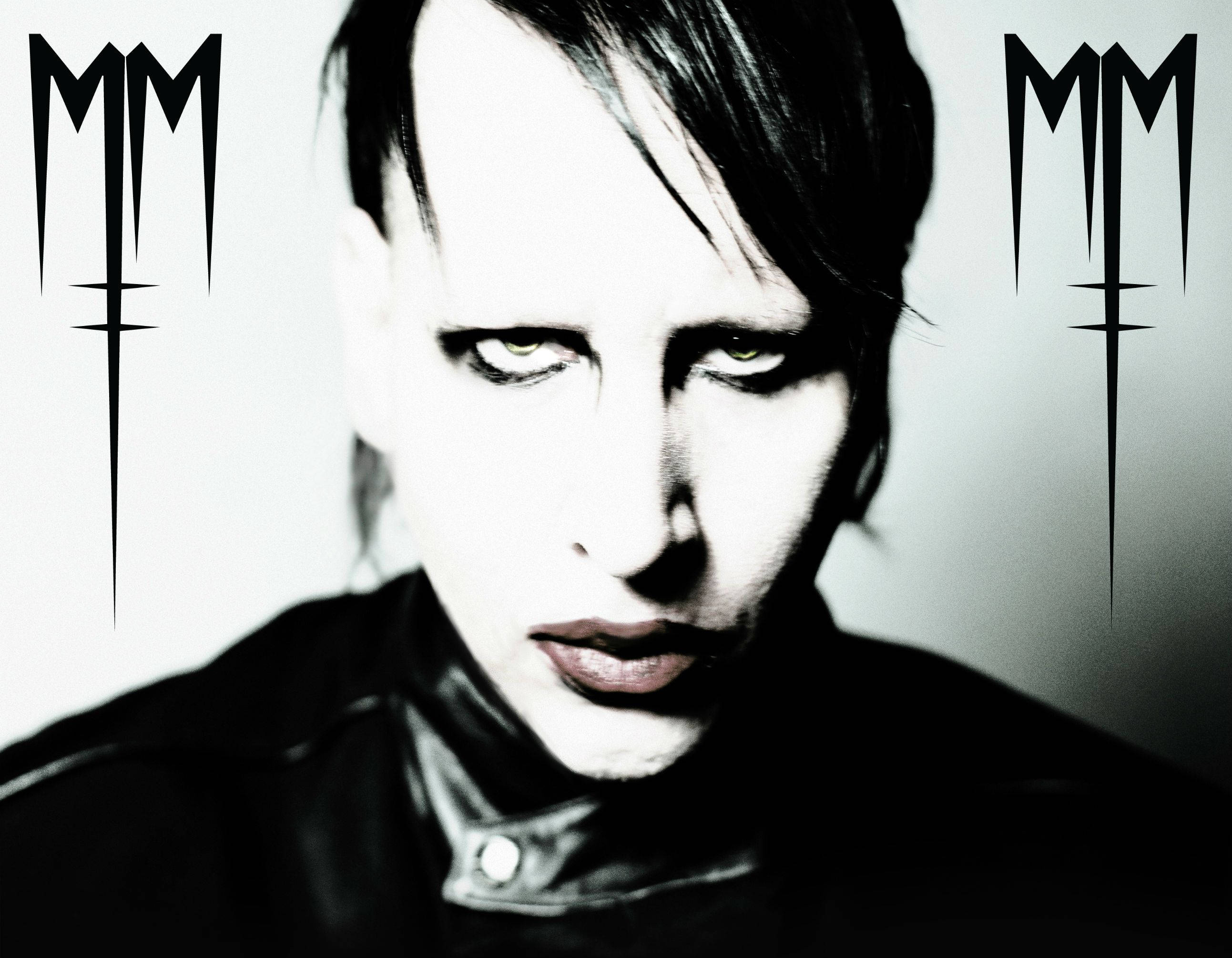 Marilyn Manson, black hair, black eyes, 2K Desktop Wallpaper