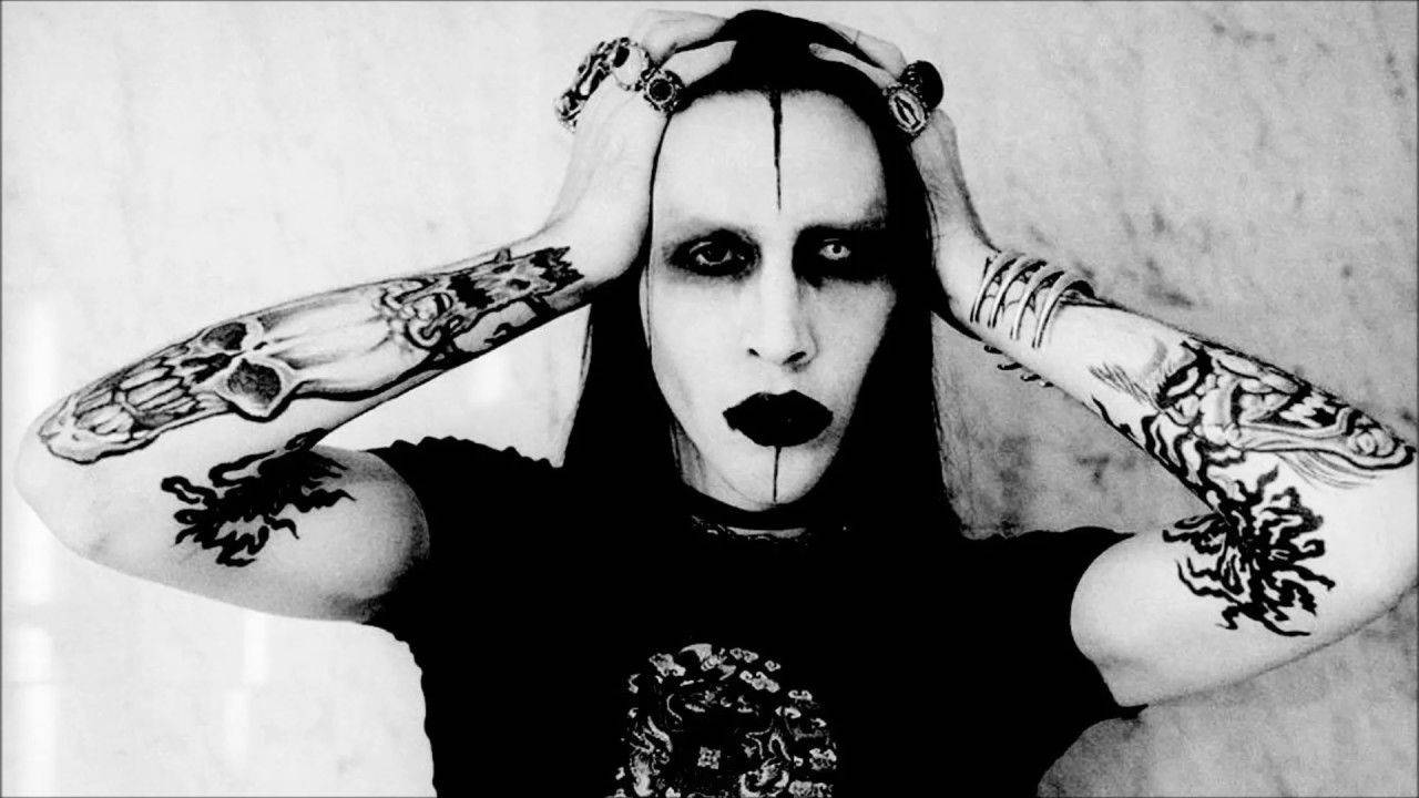 Marilyn Manson, tattoos, dramatic makeup, HD Desktop Wallpaper