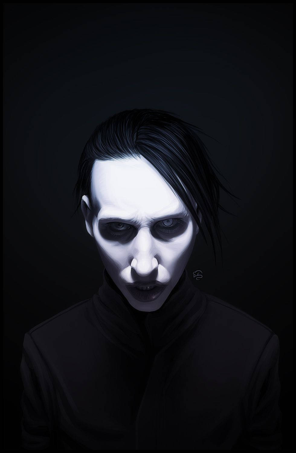 Marilyn Manson, white face paint, black hair, HD Phone Wallpaper