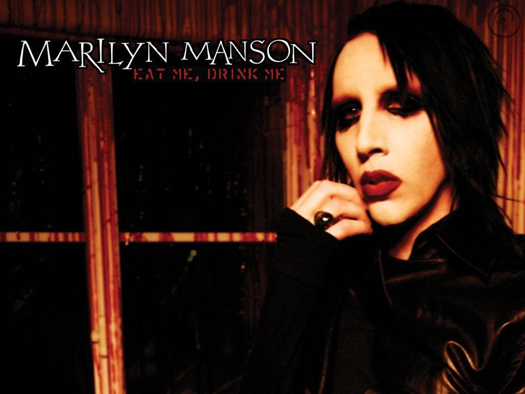 Marilyn Manson, dark makeup, red lips, SD Desktop Wallpaper
