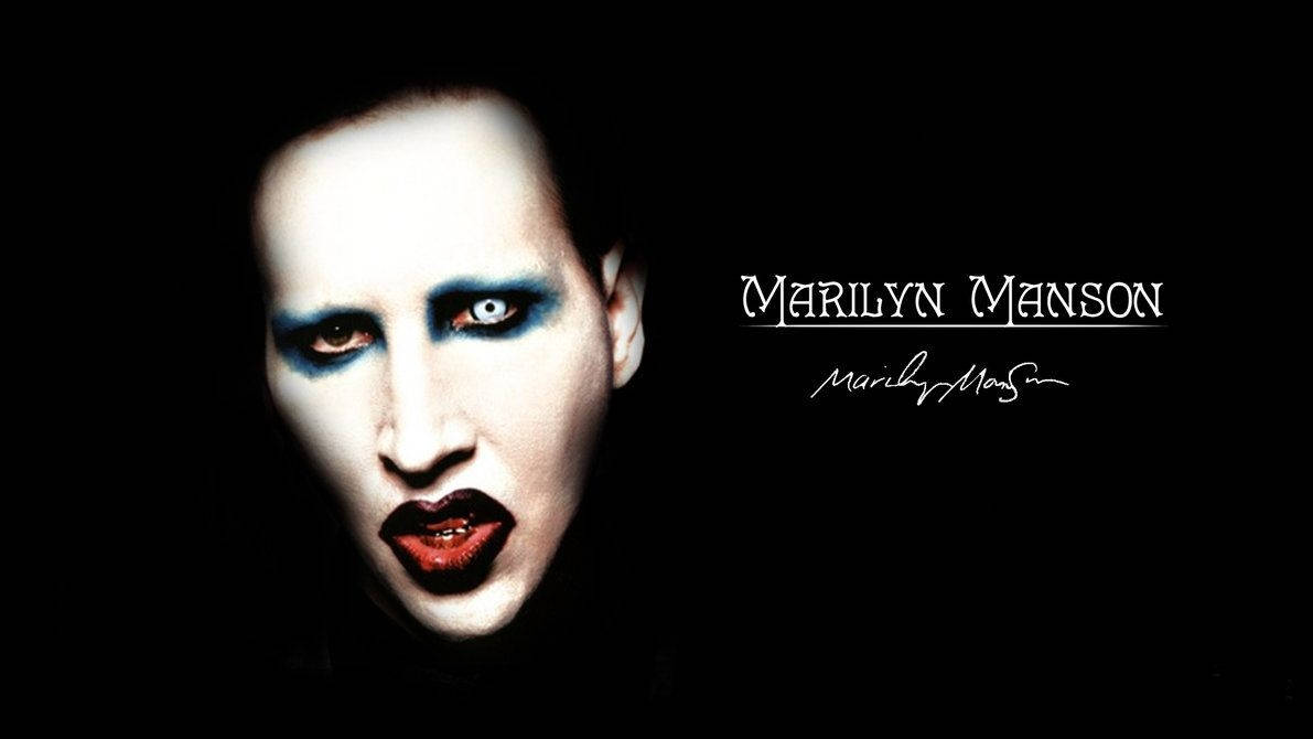 Marilyn Manson, black face, blue eyes, SD Desktop Wallpaper