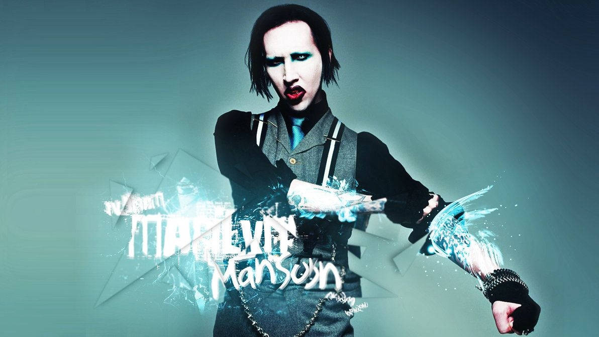 Marilyn Manson, dark attire, glowing blue energy, SD Desktop Wallpaper