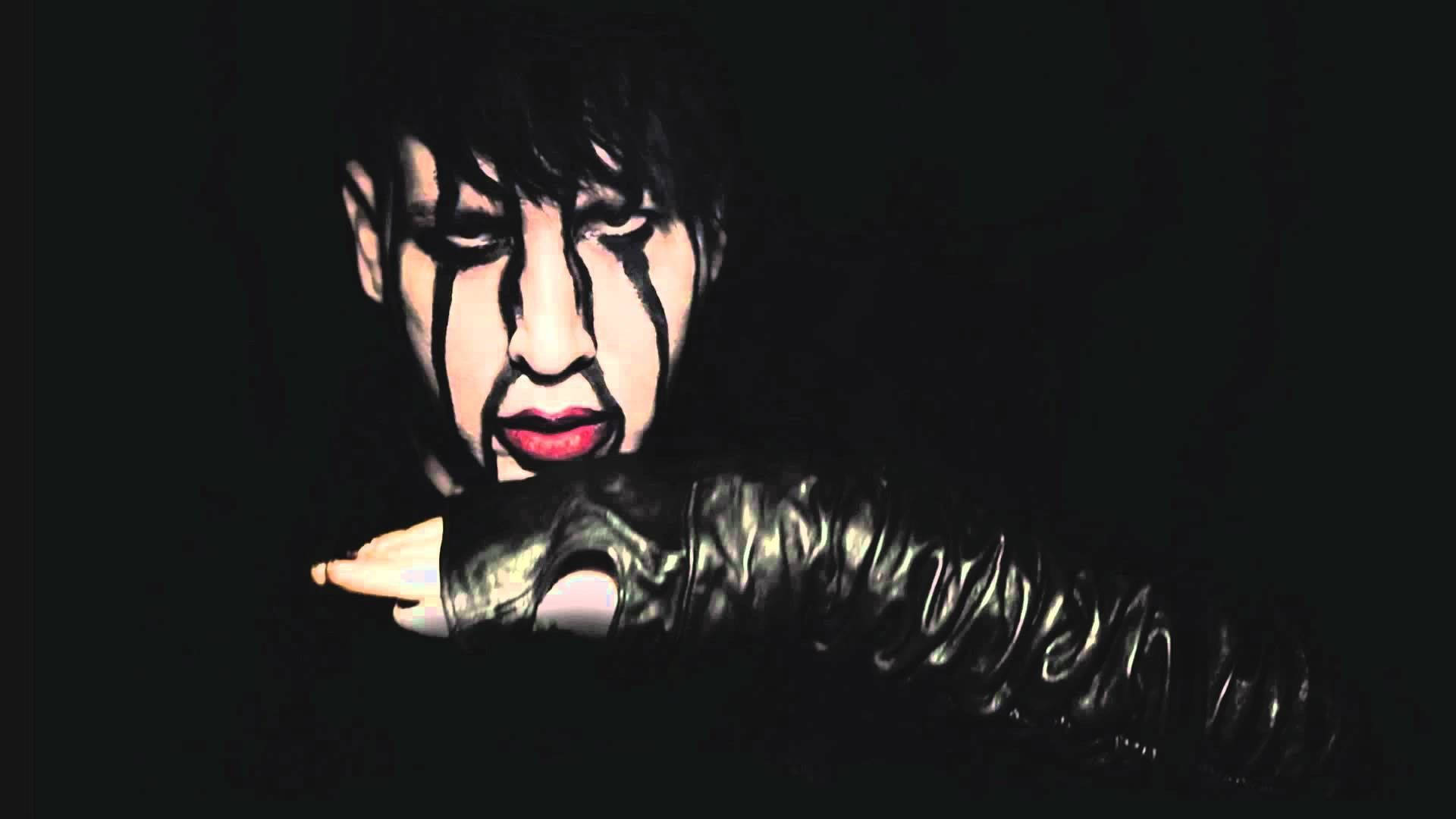 Marilyn Manson, black face paint, red lips, Full HD Desktop Wallpaper