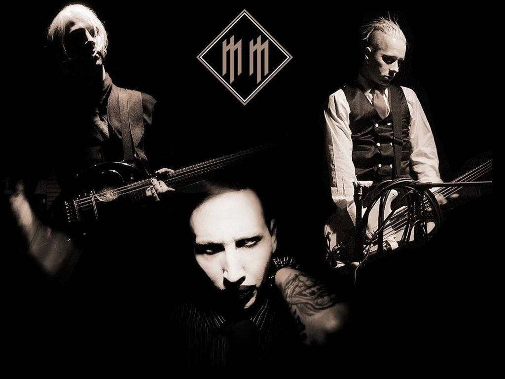 Marilyn Manson, diamond logo, dark attire, SD Desktop Wallpaper