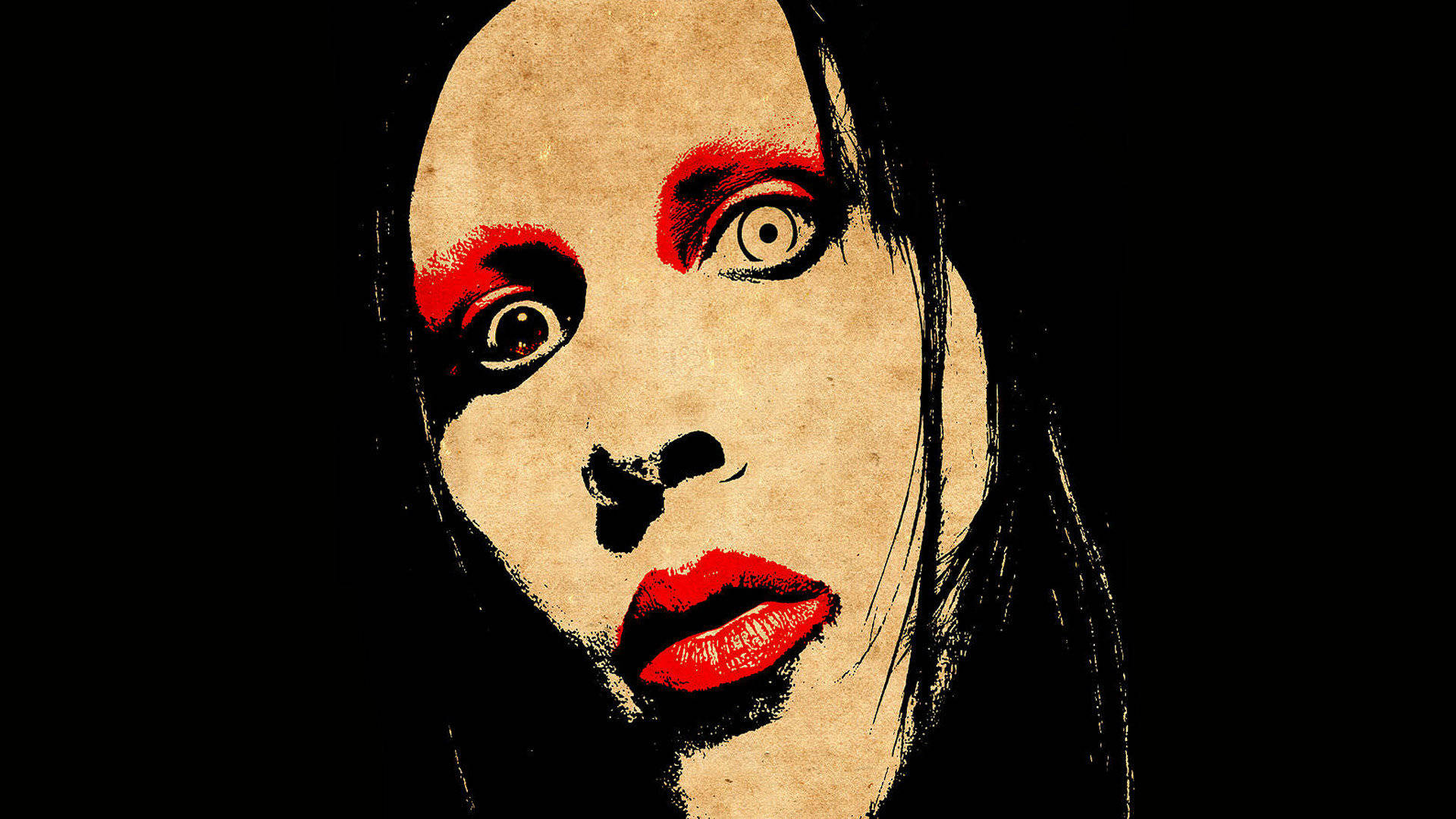 Marilyn Manson, red lips, eye makeup, Full HD Desktop Wallpaper