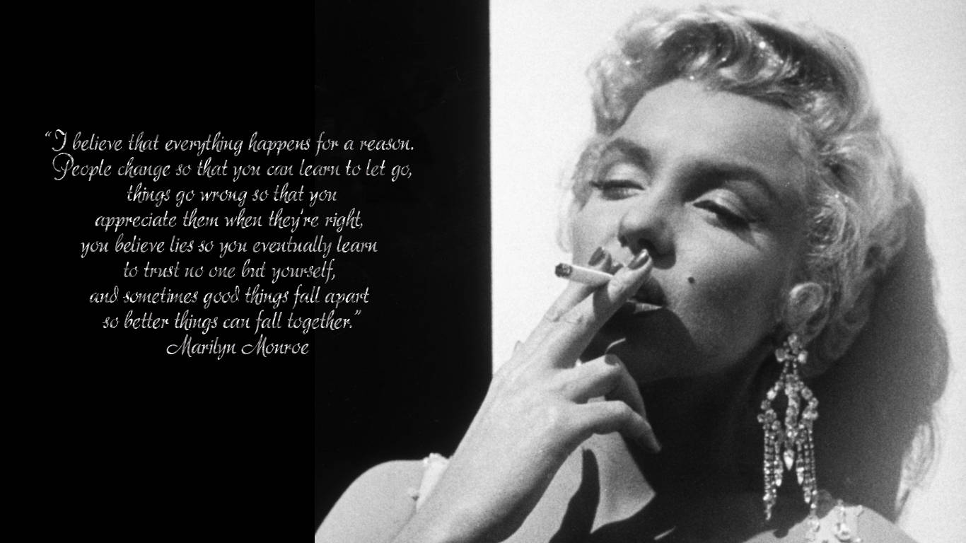 Marilyn Monroe, black and white, smokes a cigarette, HD Desktop Wallpaper