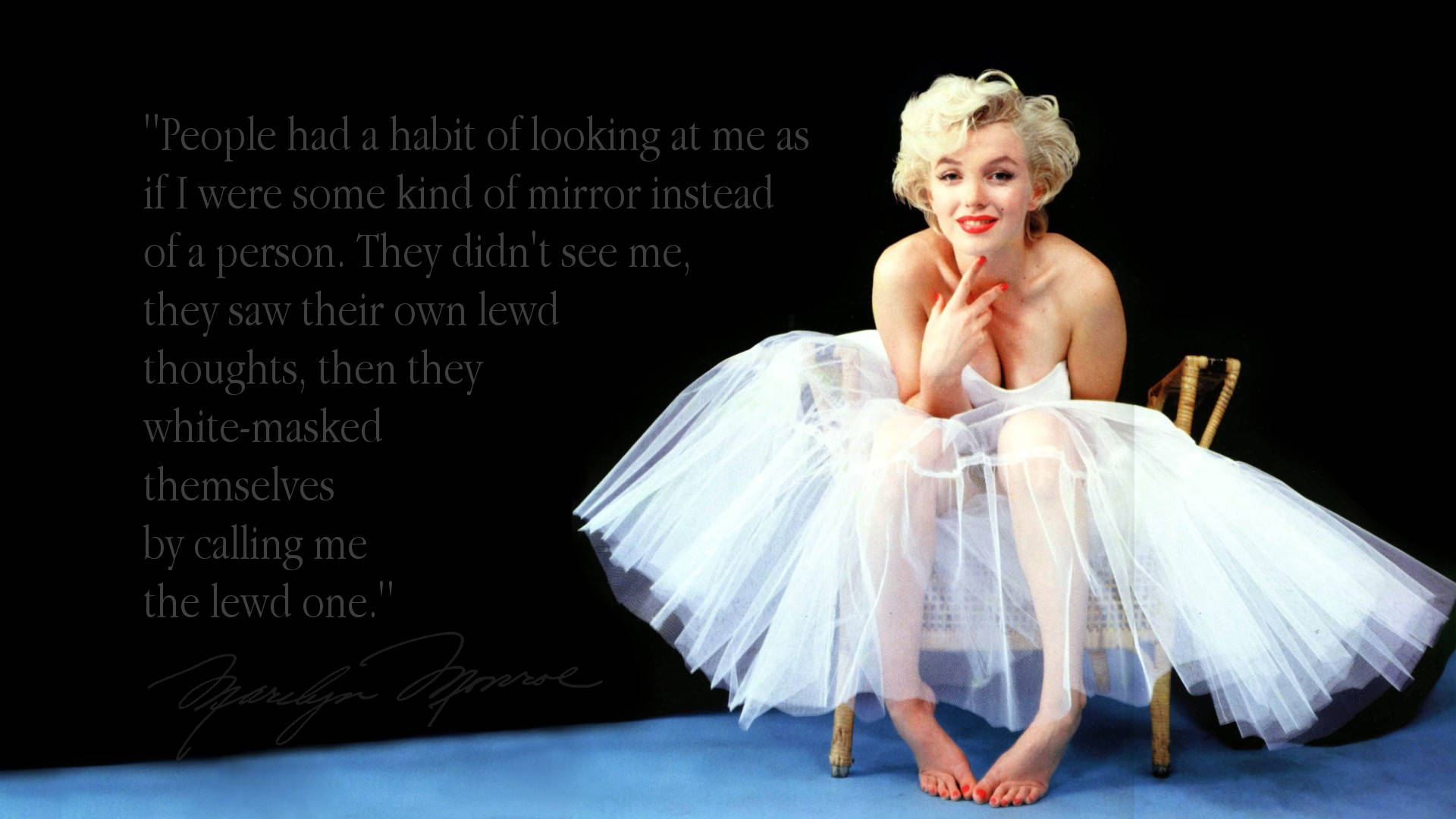 Marilyn Monroe, white tulle dress, black background, Full HD Desktop Wallpaper